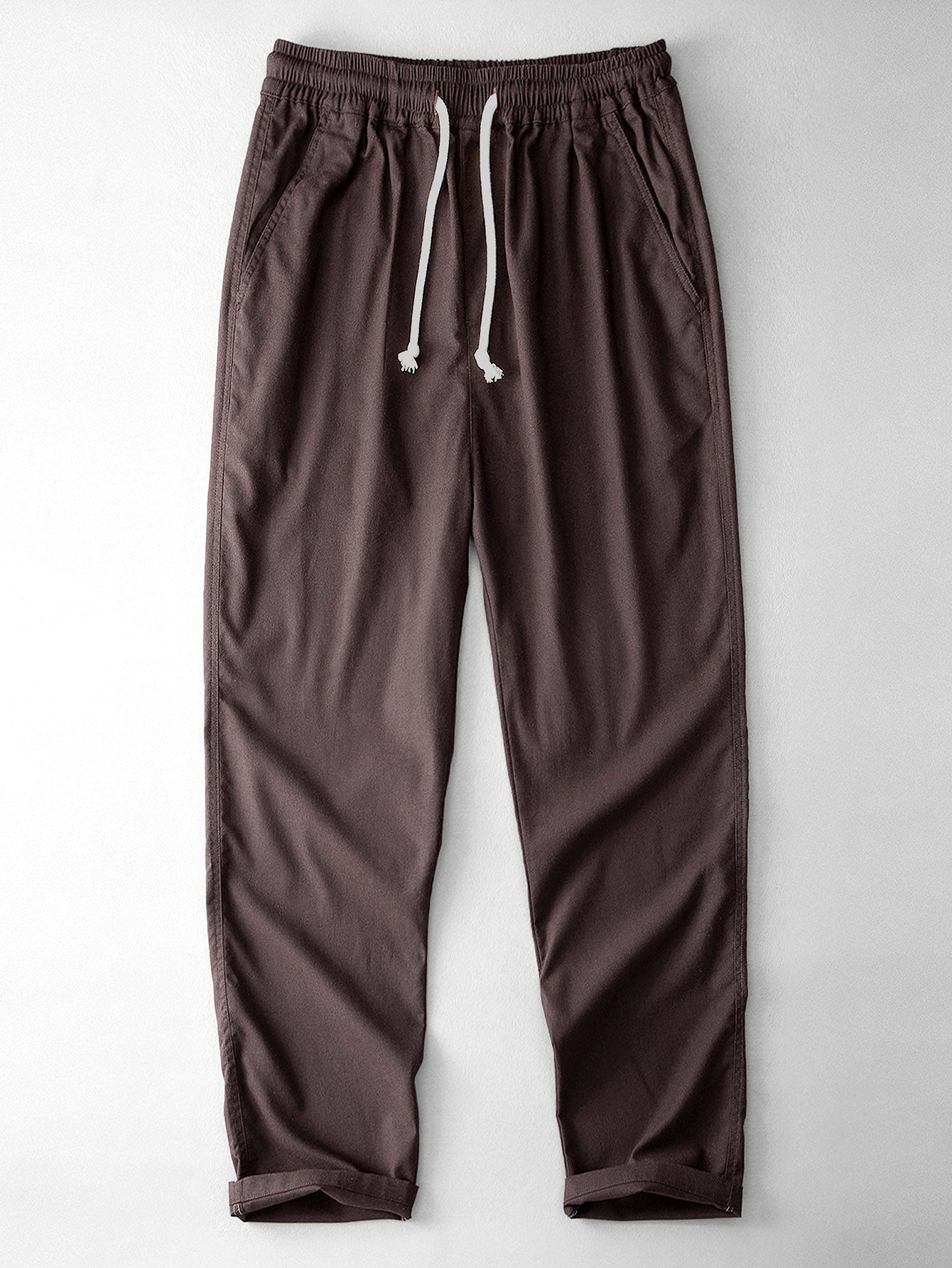 Waffle Stripe Johnny Collar Polo & Straight Leg Linen Pants