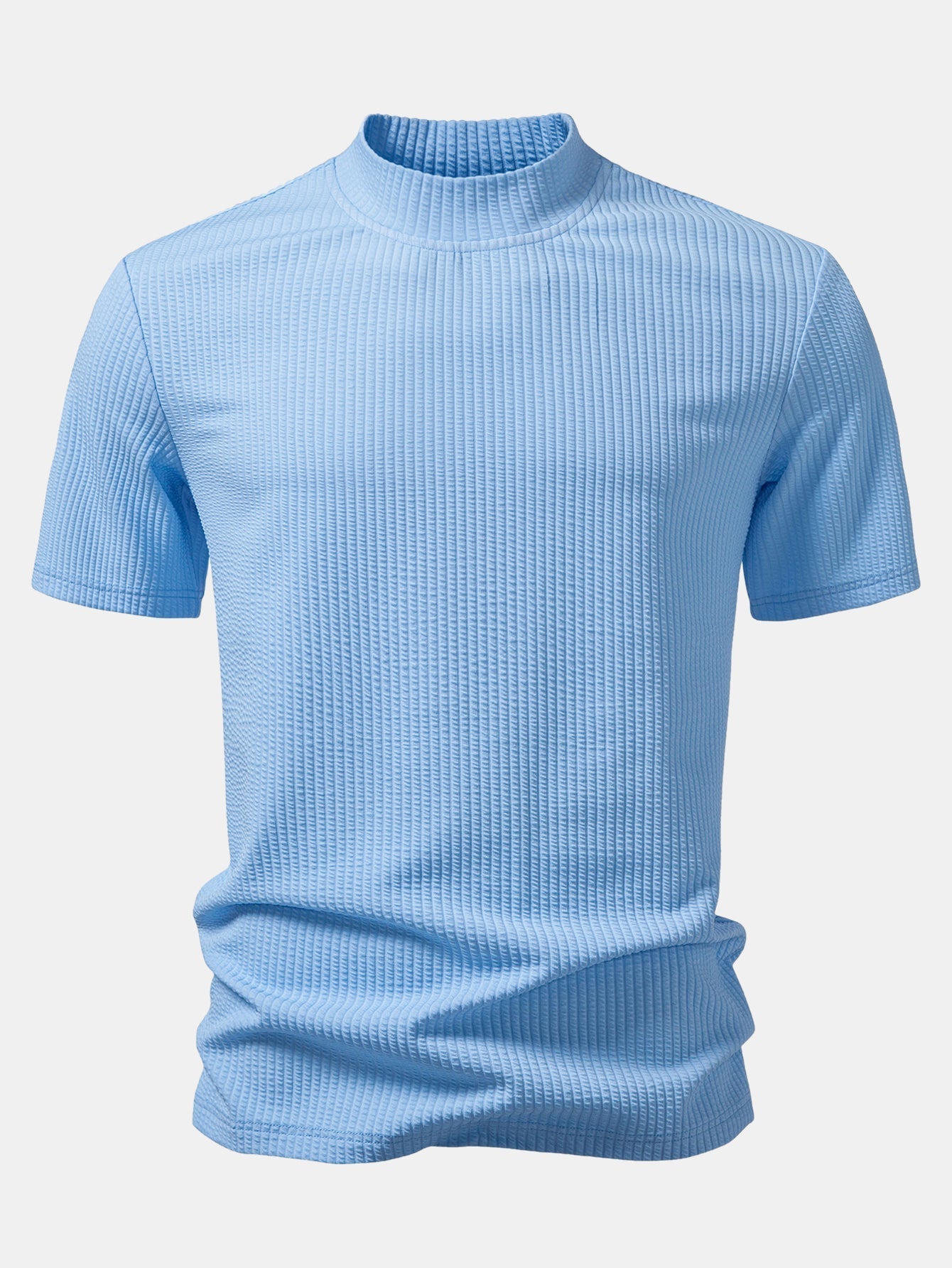 Ribbed Mock Neck T-Shirt & Drawstring Ribbed Shorts