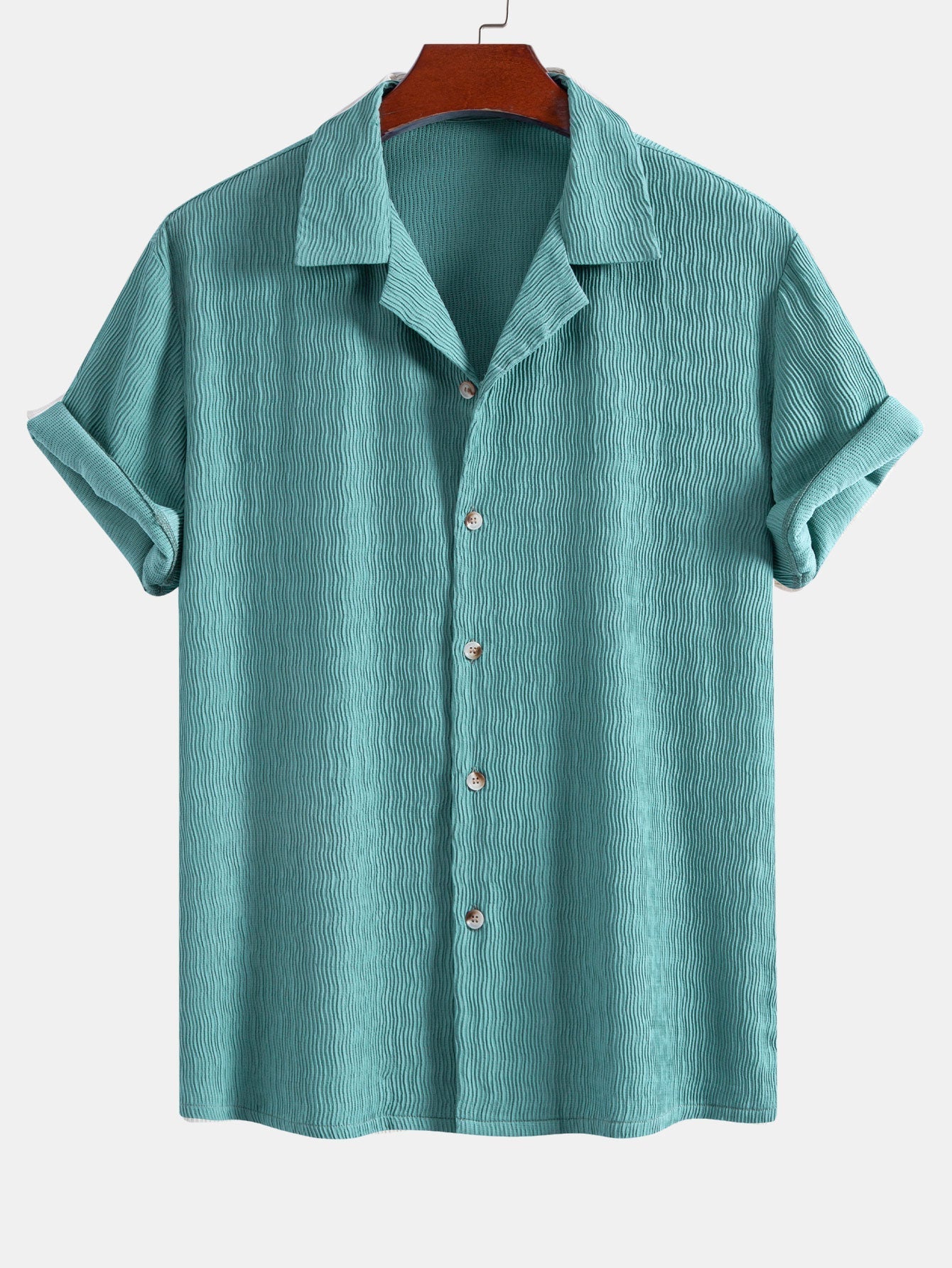 Textured Seersucker Short Sleeve Shirt & Drawstring 6“ Shorts Set