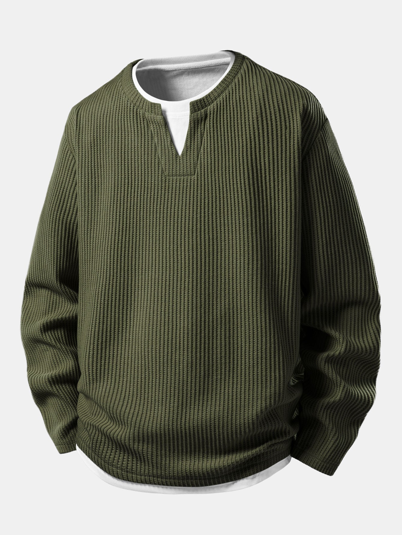 Relax Fit Waffle 2 In 1 Notched Collar T-Shirt & Drawstring Knitted Waffle Pants