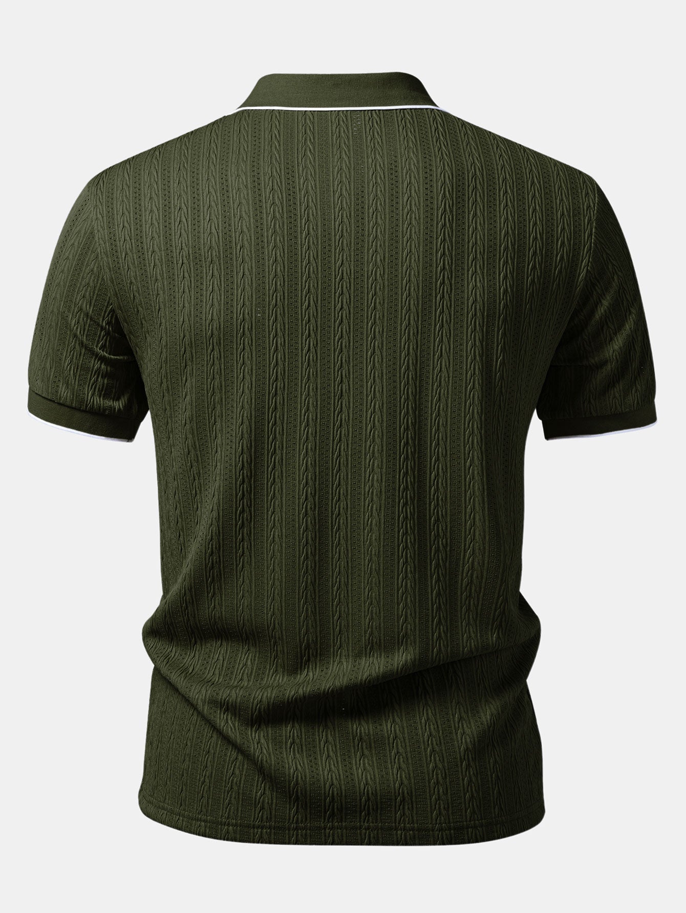 Geometric Jacquard Johnny Collar Polo & Slim Fit Tapered Trousers