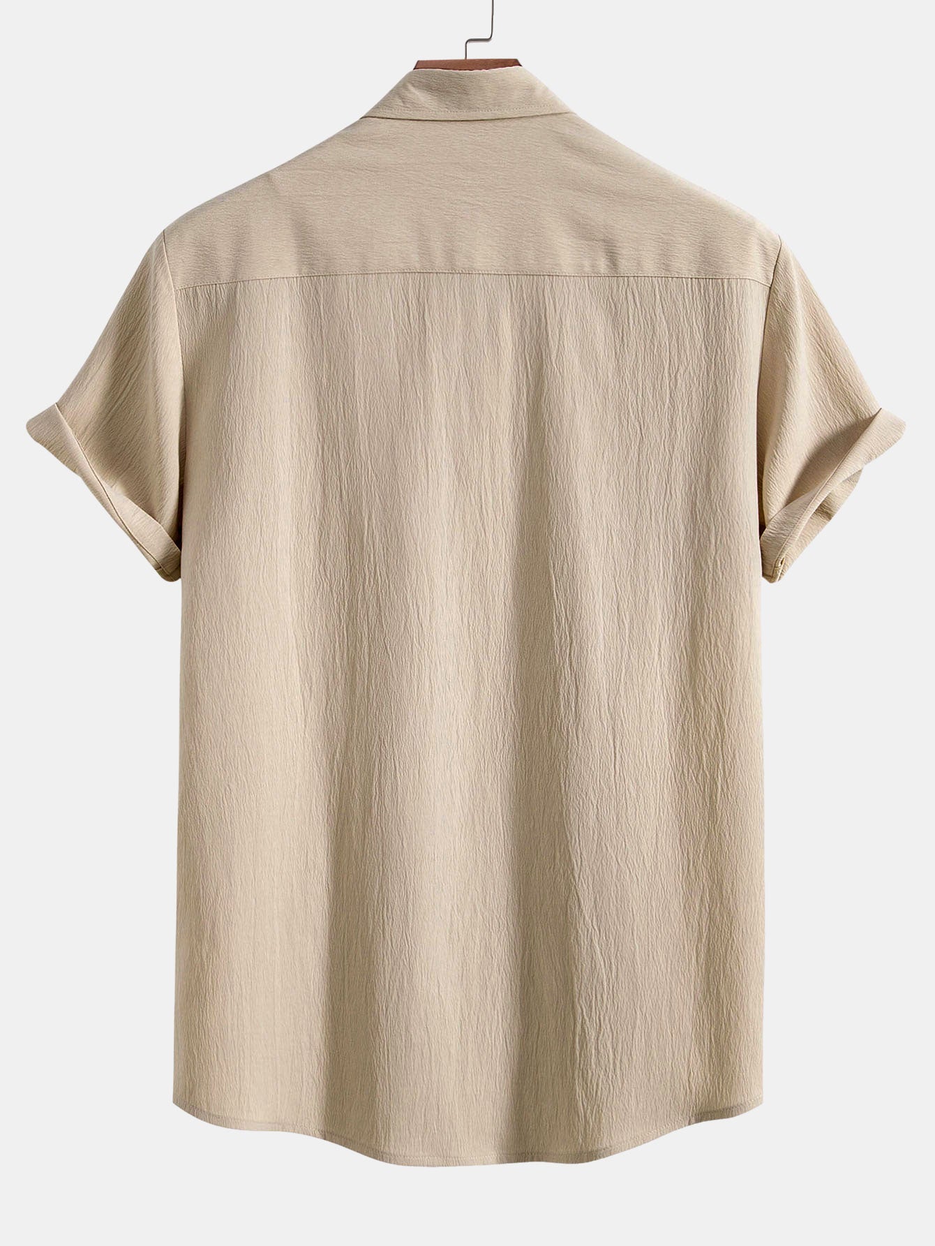 Crinkled Textured Button Up Shirt & Straight Leg Pants