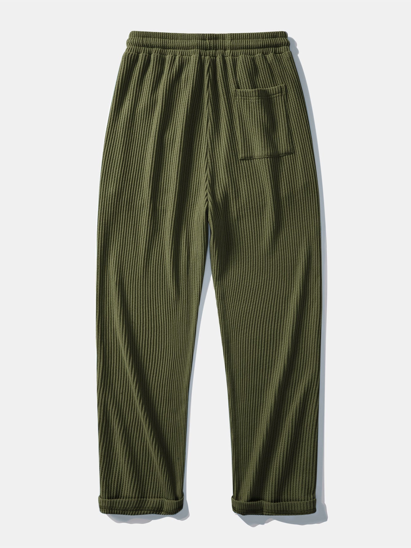 Contrast Knit Waffle Johnny Collar Polo & Drawstring Knitted Waffle Pants