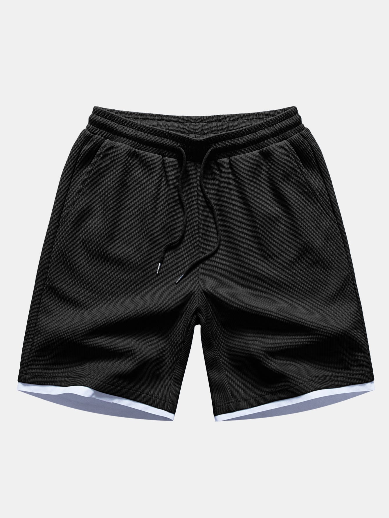 Relax Fit 2 In 1 Notched Collar Waffle T-Shirt & Waffle 7″ Shorts