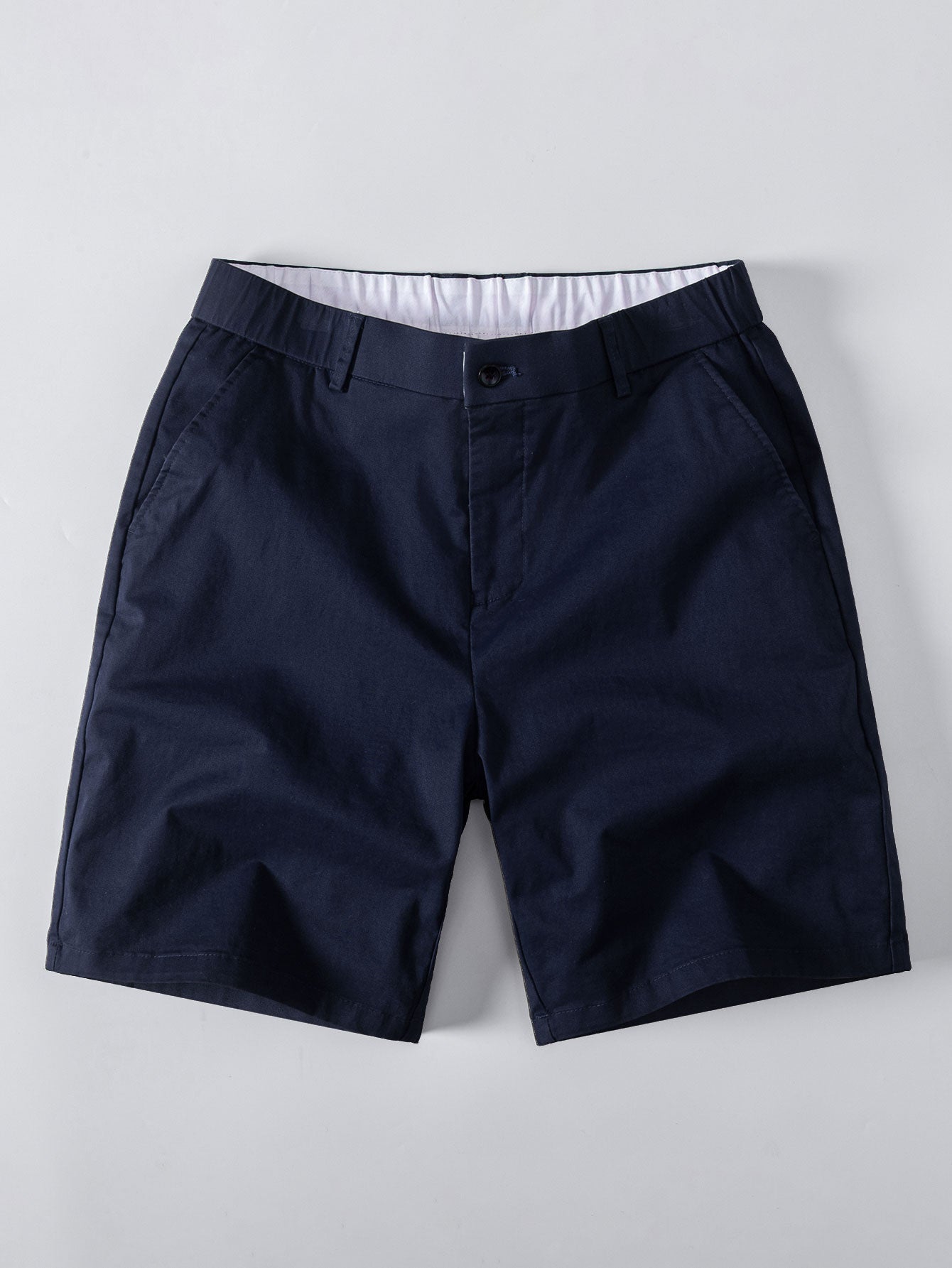 Texture Contrast Knitted V Neck Polo Shirt & Elastic Waist Chino Shorts