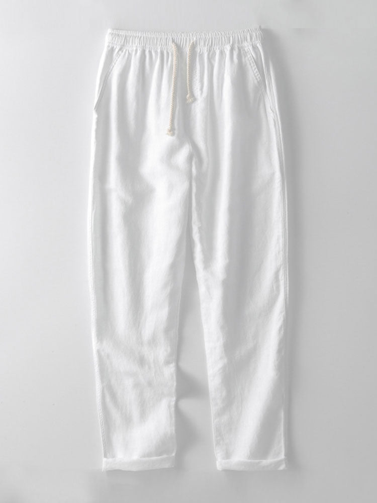 Contrast Floral Print Linen Look Shirt & Straight Leg Linen Pants