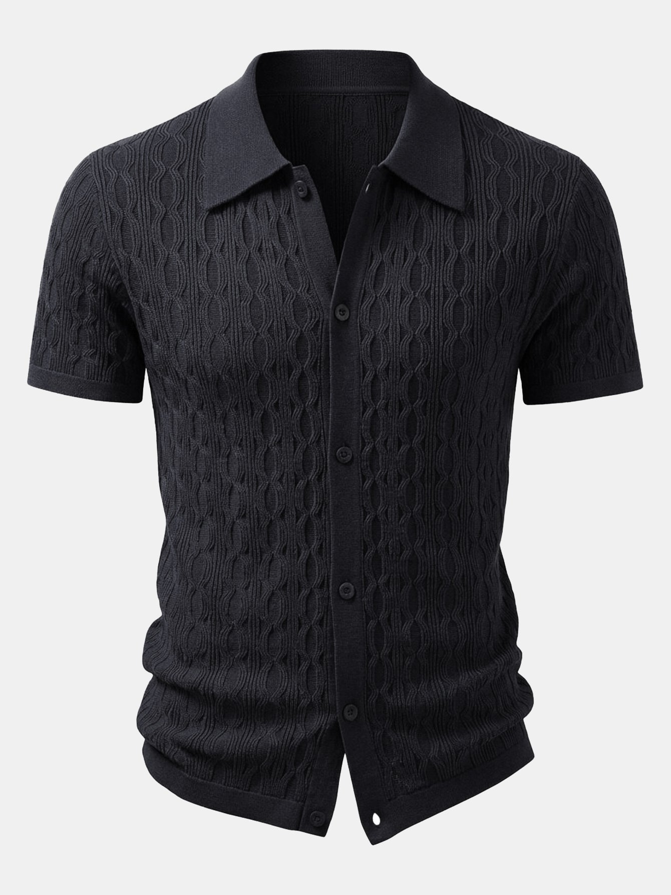 Twisted Jacquard Knit Shirt & Slim Fit Tapered Trousers