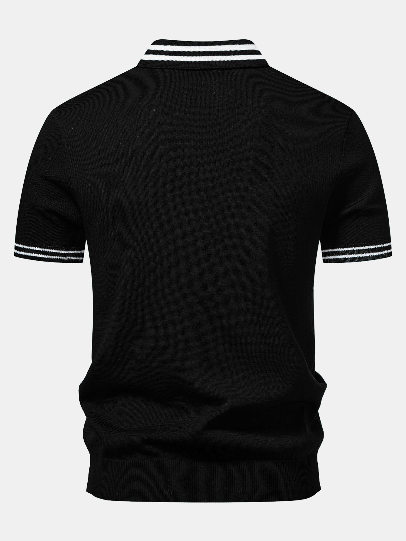 Contrast Trim Twisted Jacquard Knit Polo & Slim Fit Tapered Trousers
