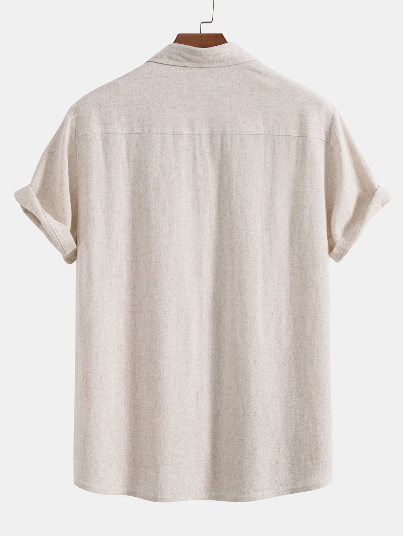 Linen Rayon Blend Button Up Shirt & Linen Blend Drawstring 7" Shorts