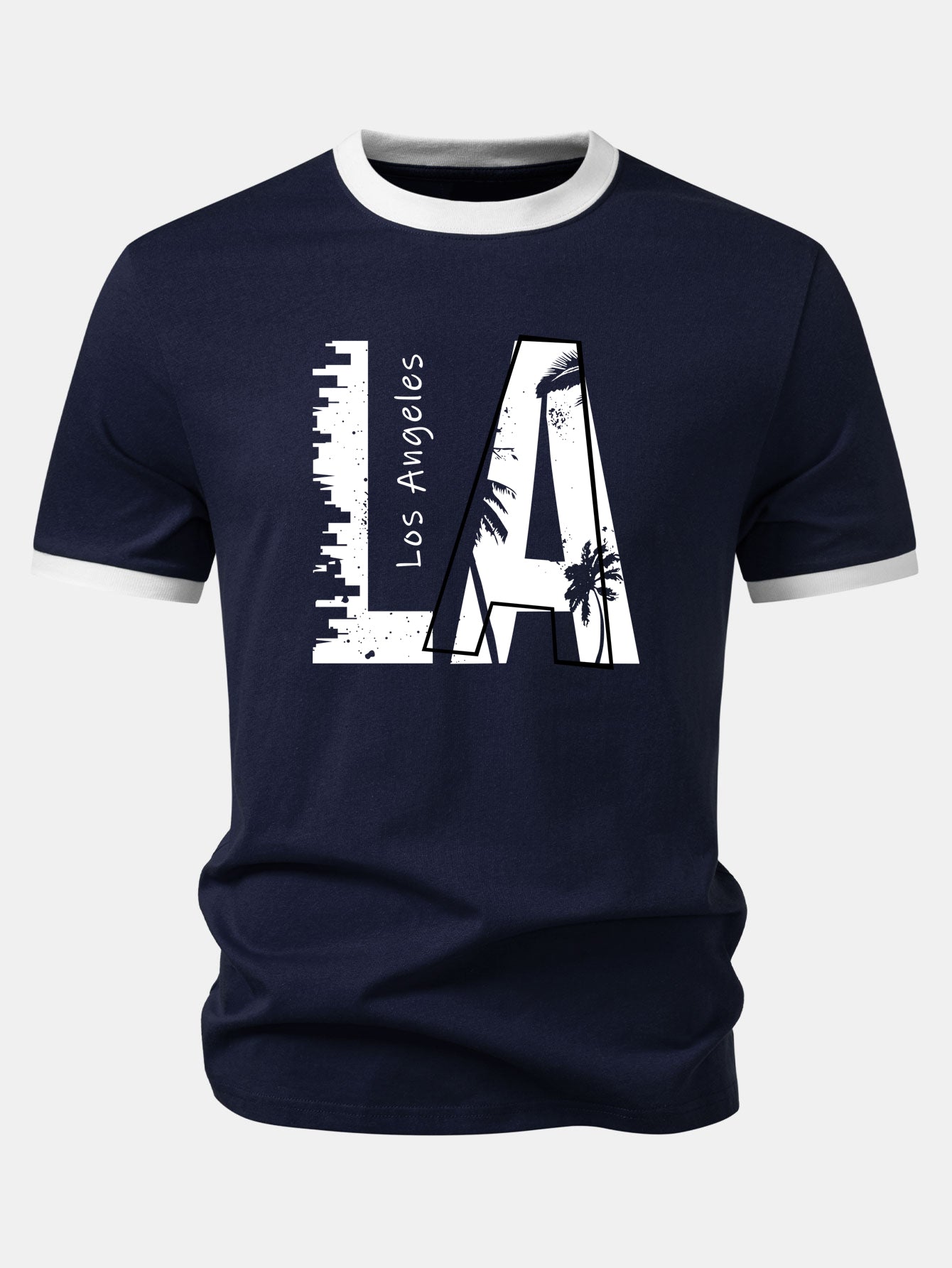 Los Angeles Print Contrast Ringer T-Shirt & Swim Shorts