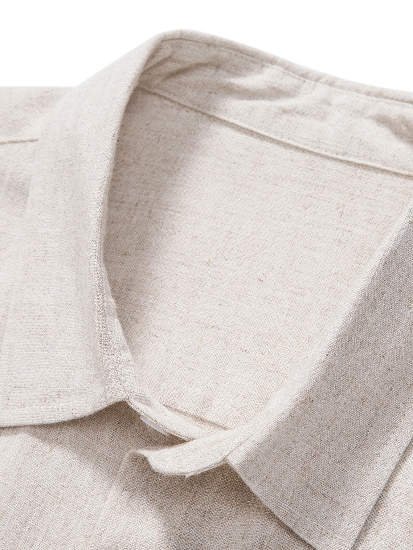 Linen Rayon Blend Button Up Shirt & Linen Blend Drawstring 7" Shorts