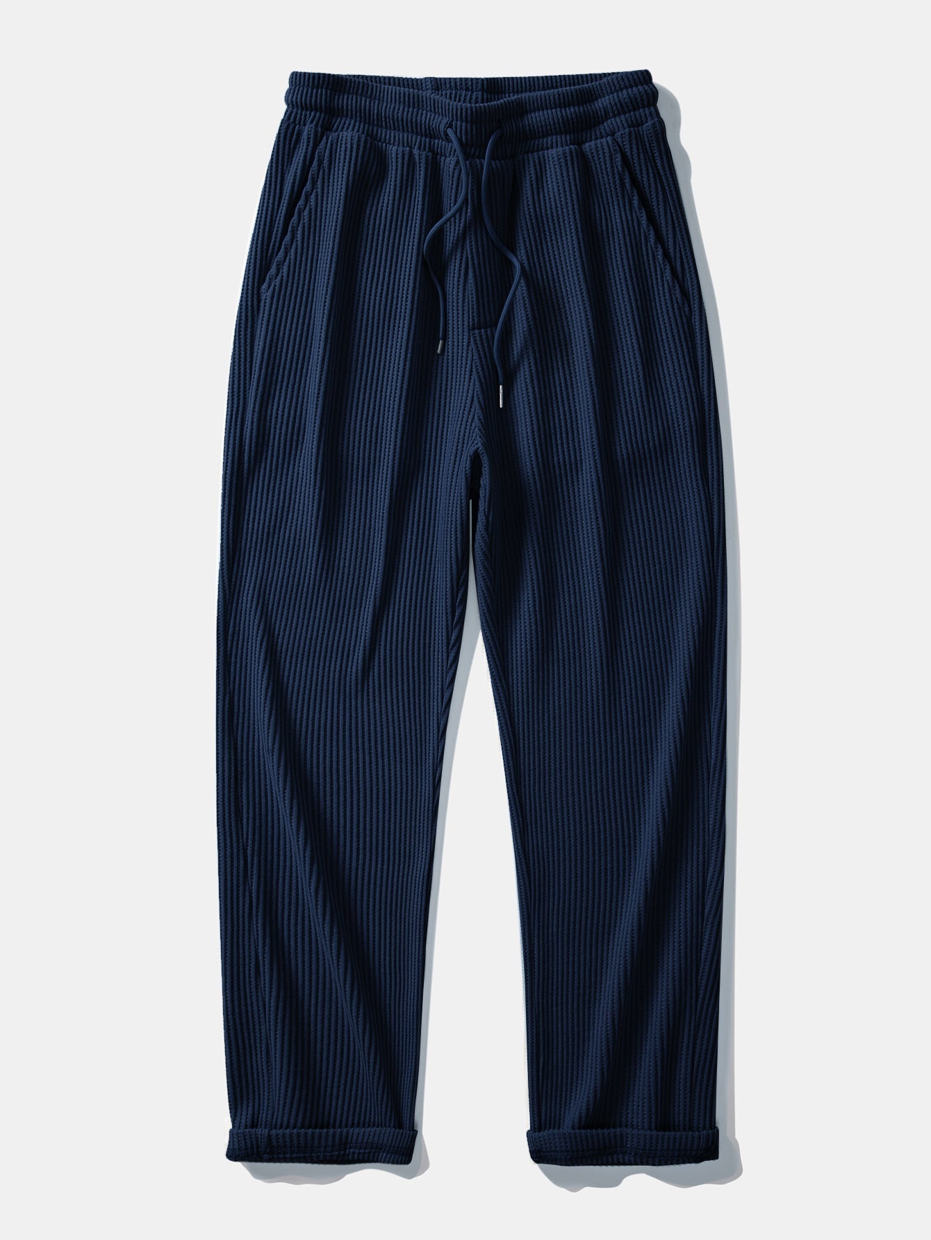 Relax Fit Waffle 2 In 1 Notched Collar T-Shirt & Drawstring Knitted Waffle Pants