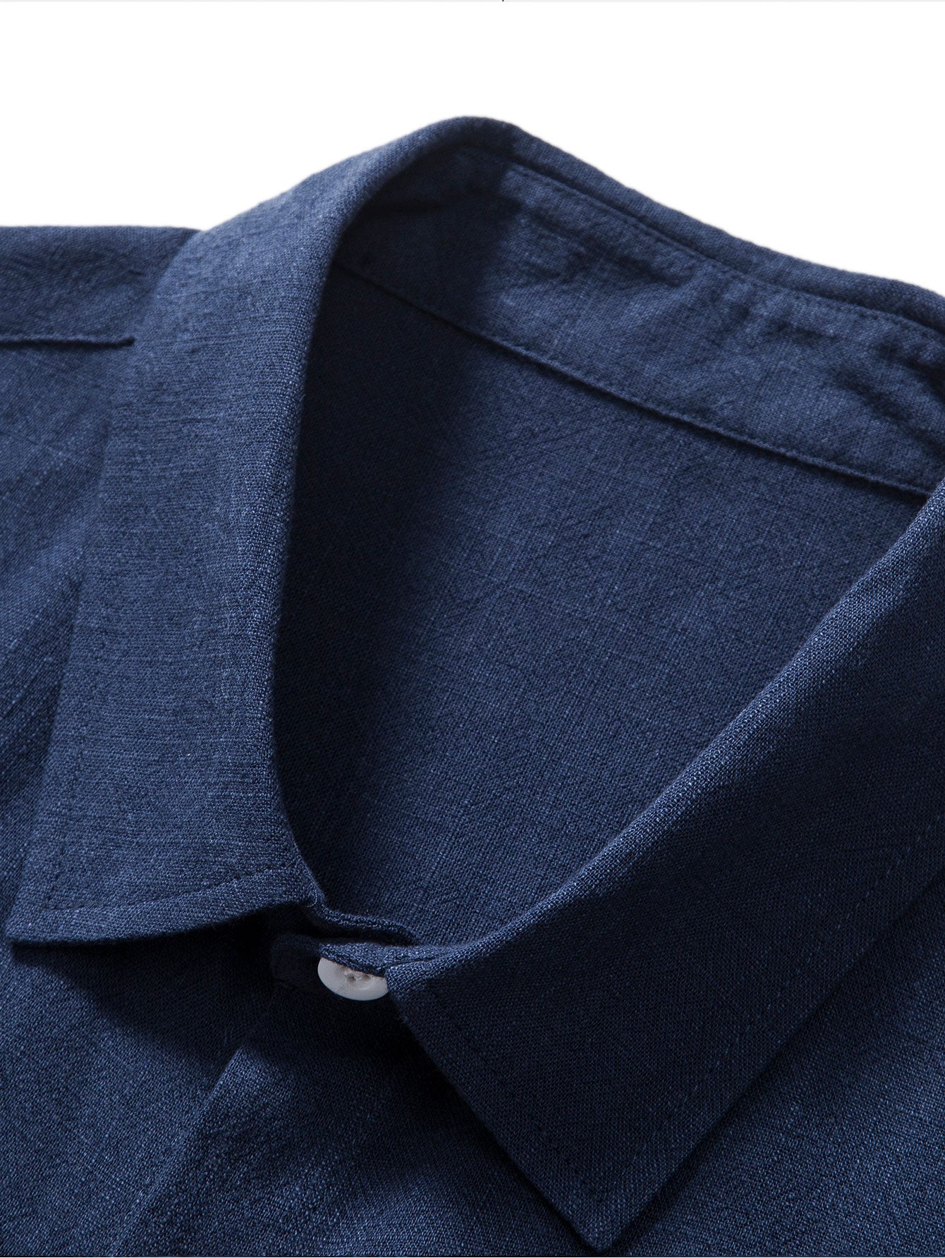 Linen Rayon Blend Button Up Shirt & Linen Look Stripe Straight Leg Pants
