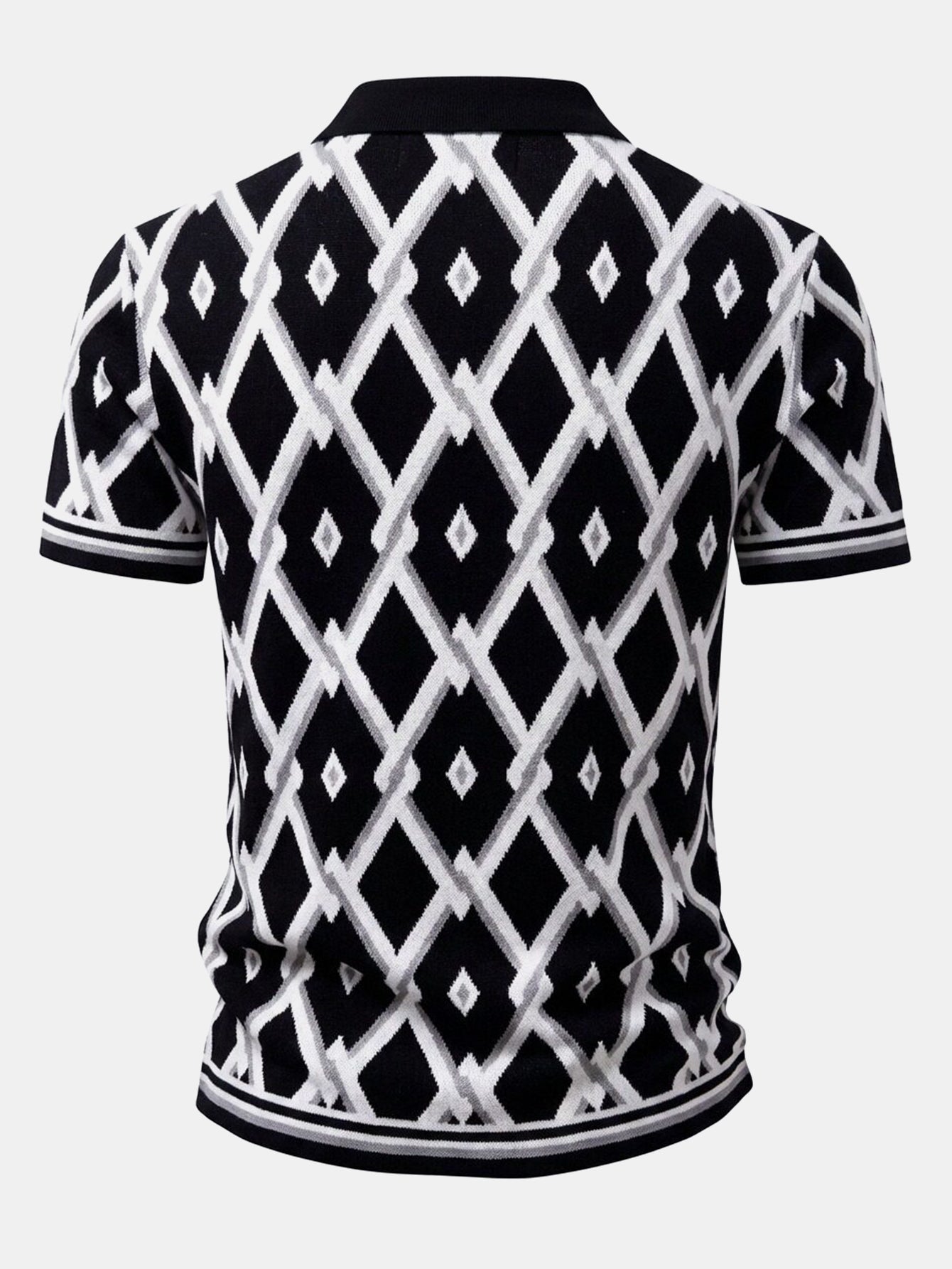 Retro Rhombus Geometric Knit Shirt & Slim Fit Tapered Trousers