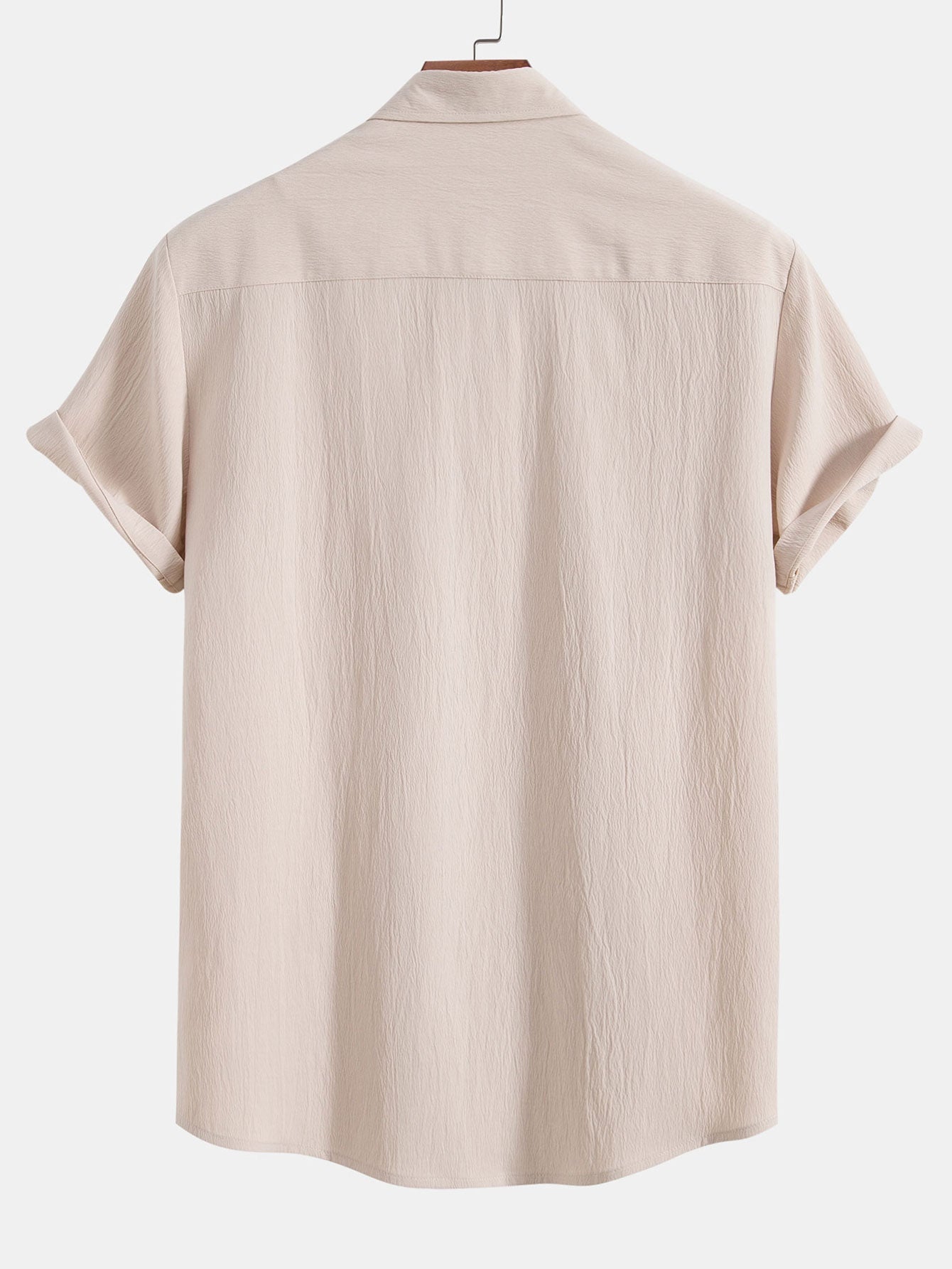 Crinkled Textured Button Up Shirt & Straight Leg Pants