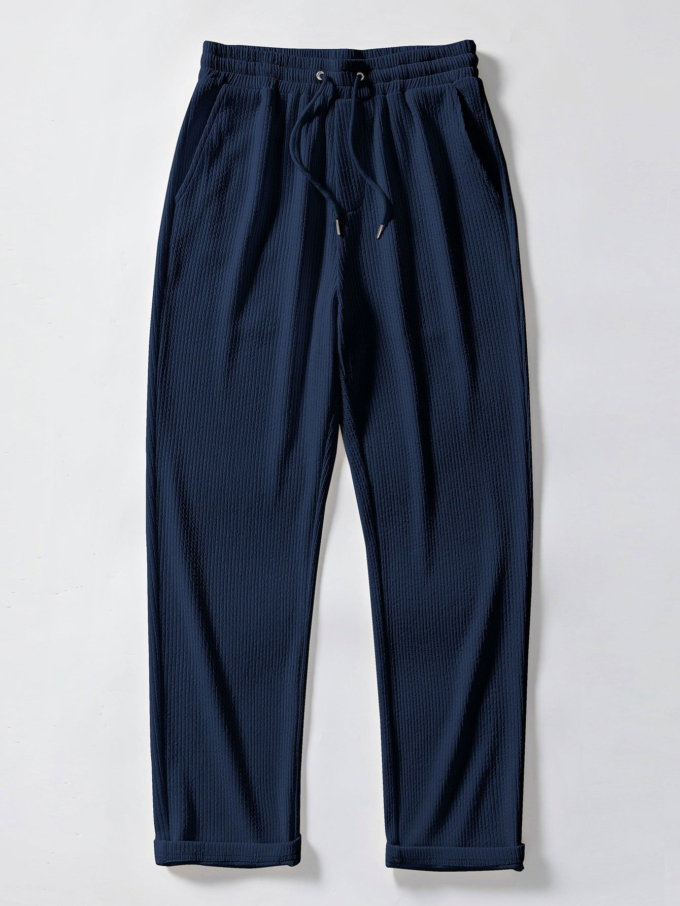 Contrast Ribbed Button Up Shirt & Straight Leg Ribbed Pants