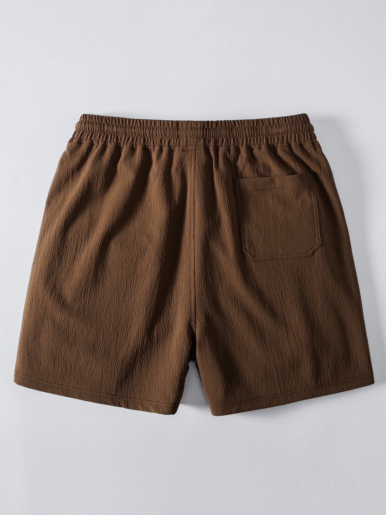 Geometric Jacquard Cuban Collar Shirt & Crinkle Textured Drawstring 5" Shorts