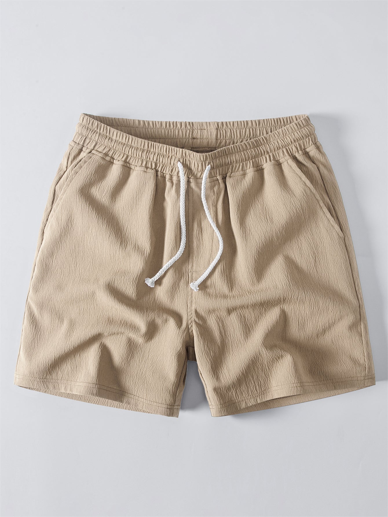 Texture Jacquard Cuban Shirt & Crinkle Textured Drawstring 5" Shorts
