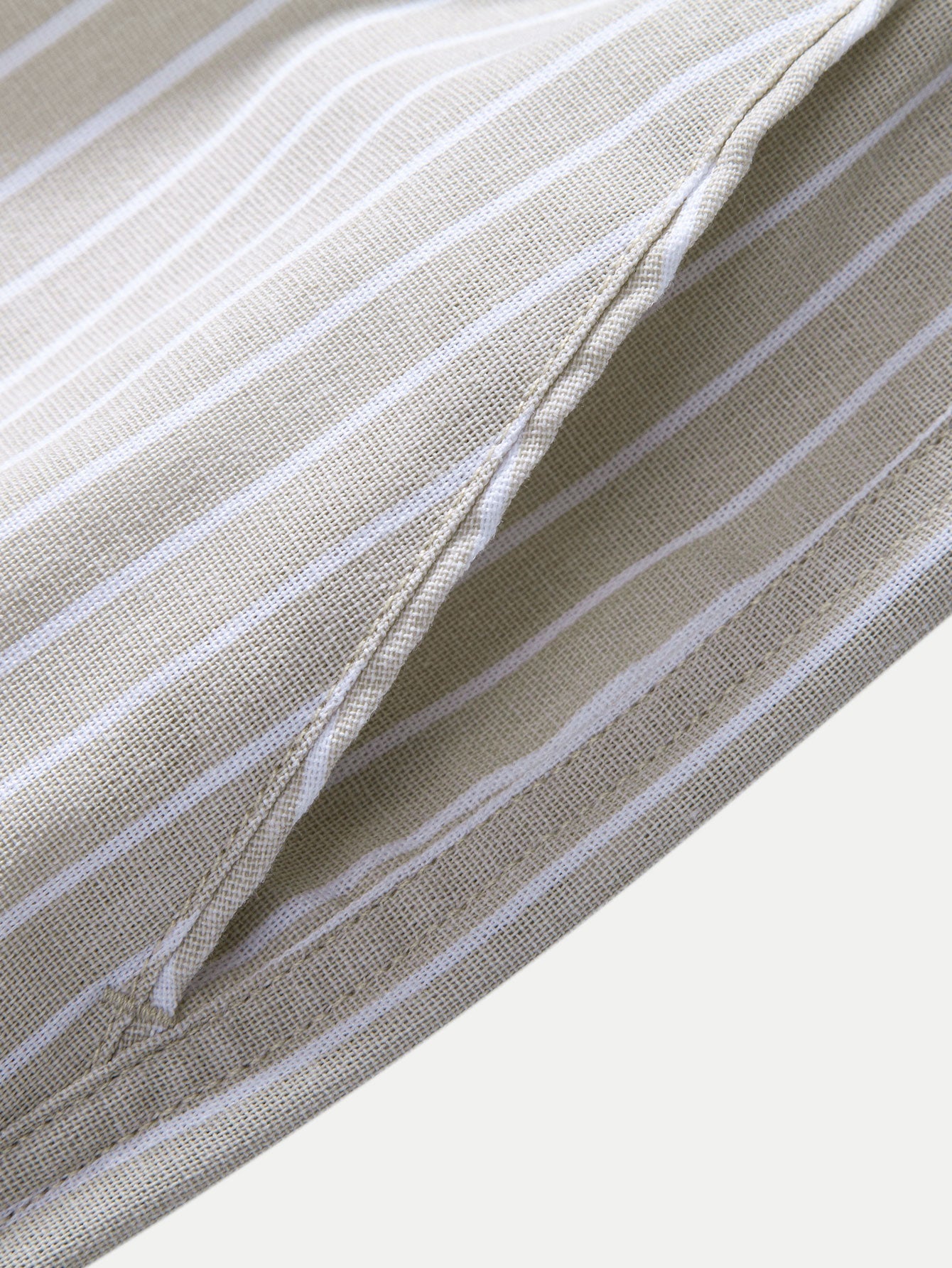 Linen Rayon Blend Button Up Shirt & Stripe Straight Leg Linen Pants