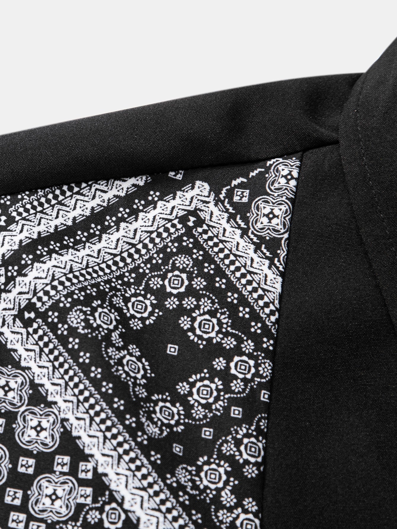 Paisley Print Patchwork Button Up Shirt & Swim Shorts