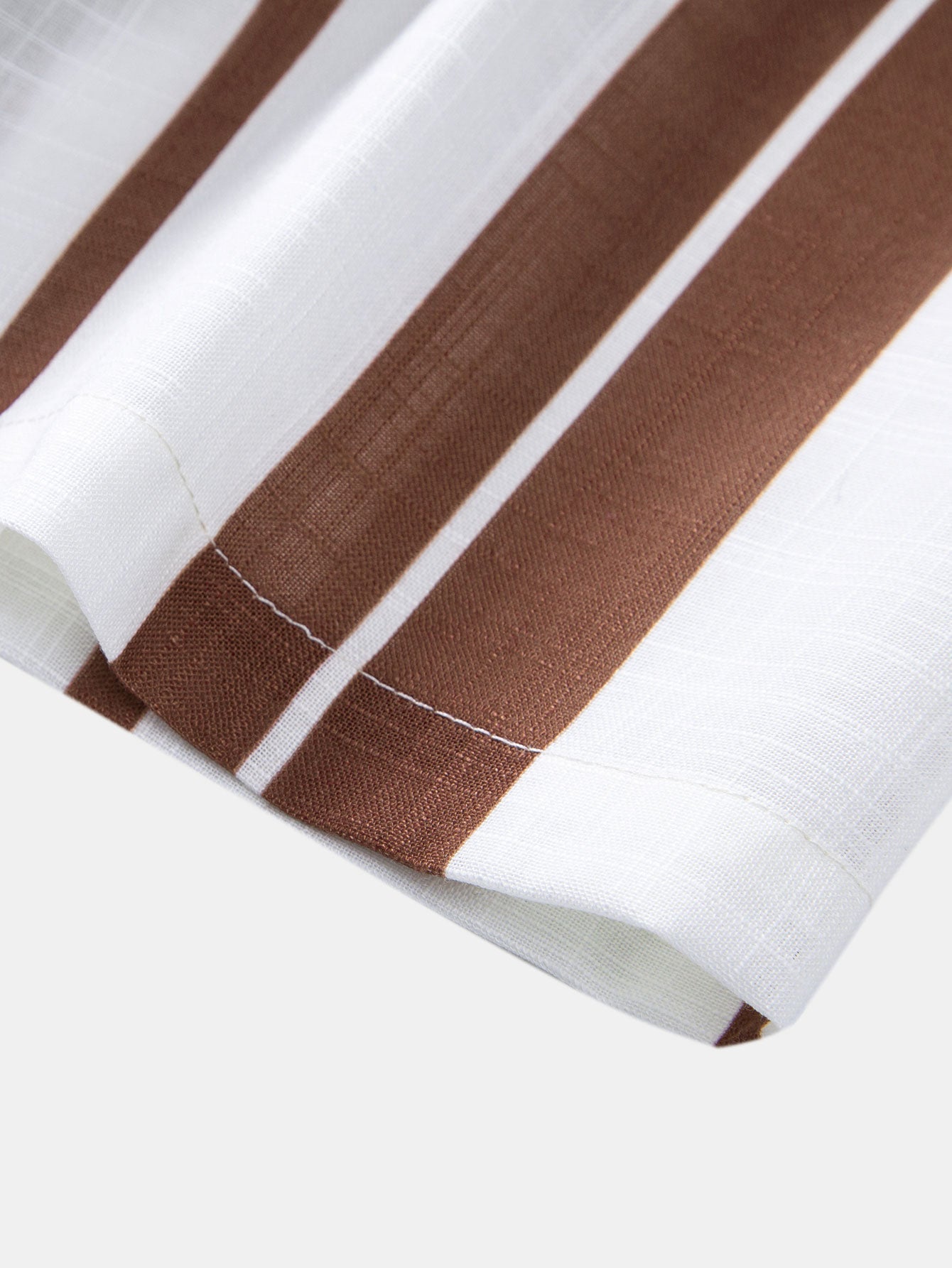 Linen Look Stripe Cuban Shirt & Linen Blend Drawstring 7" Shorts