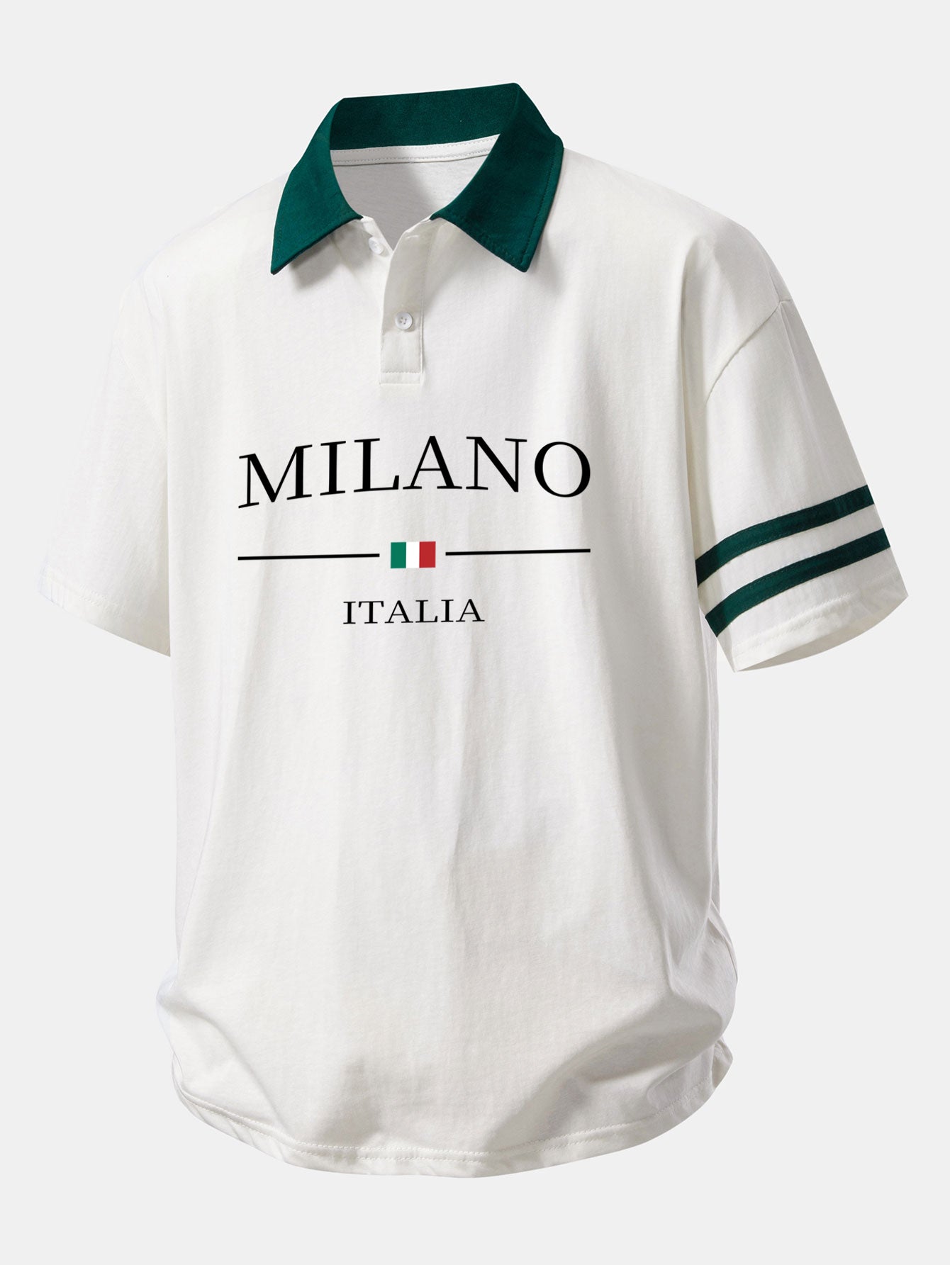Relax Fit Milano Print Contrast Collar Polo Shirt & Cotton Drawstring 7" Shorts