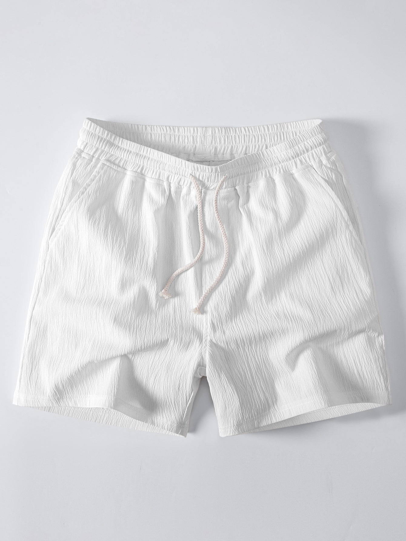 Geometric Jacquard Cuban Shirt & Crinkle Textured Drawstring 5" Shorts