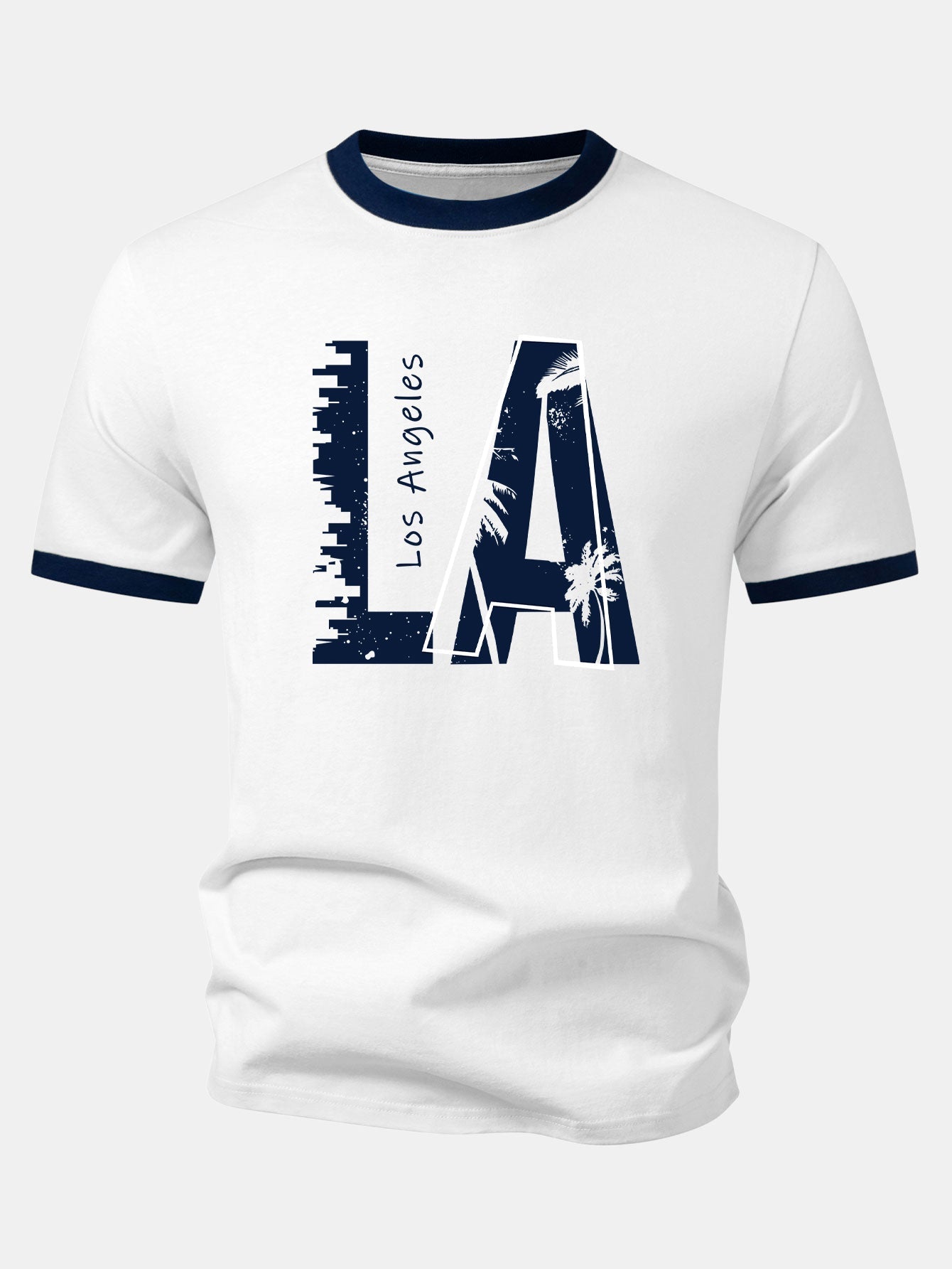 Los Angeles Print Contrast Ringer T-Shirt & Swim Shorts
