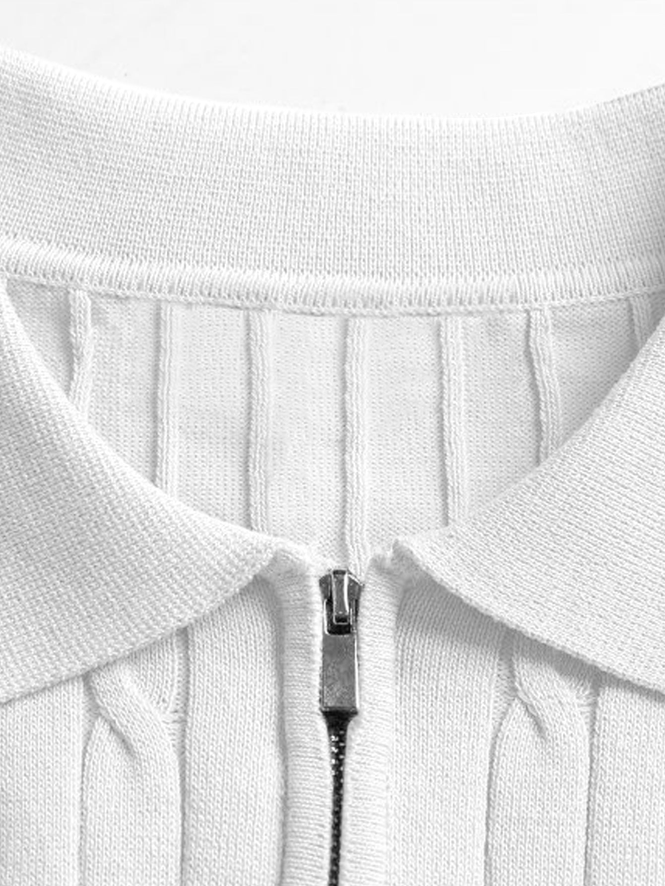 Twisted Jacquard Zipper Knit Polo & Slim Fit Tapered Trousers