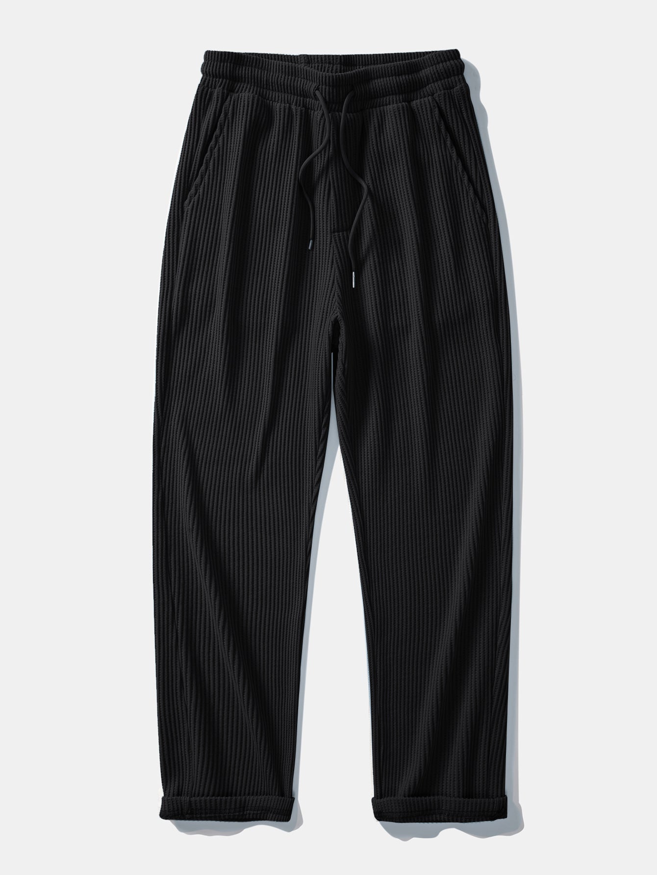 Relax Fit Waffle 2 In 1 Notched Collar T-Shirt & Drawstring Knitted Waffle Pants