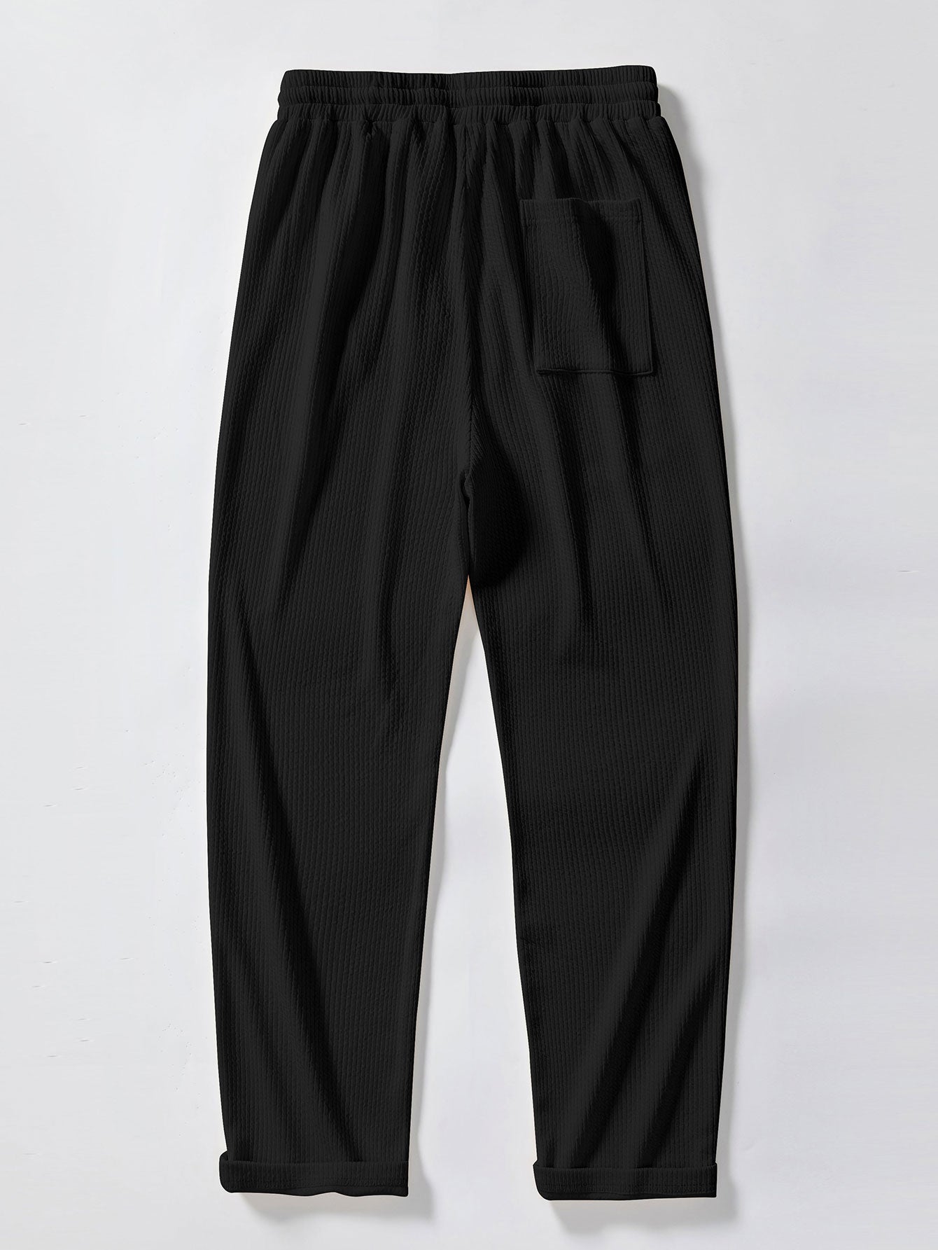 Contrast Trim Ribbed Johnny Collar Knit Polo & Straight Leg Ribbed Pants