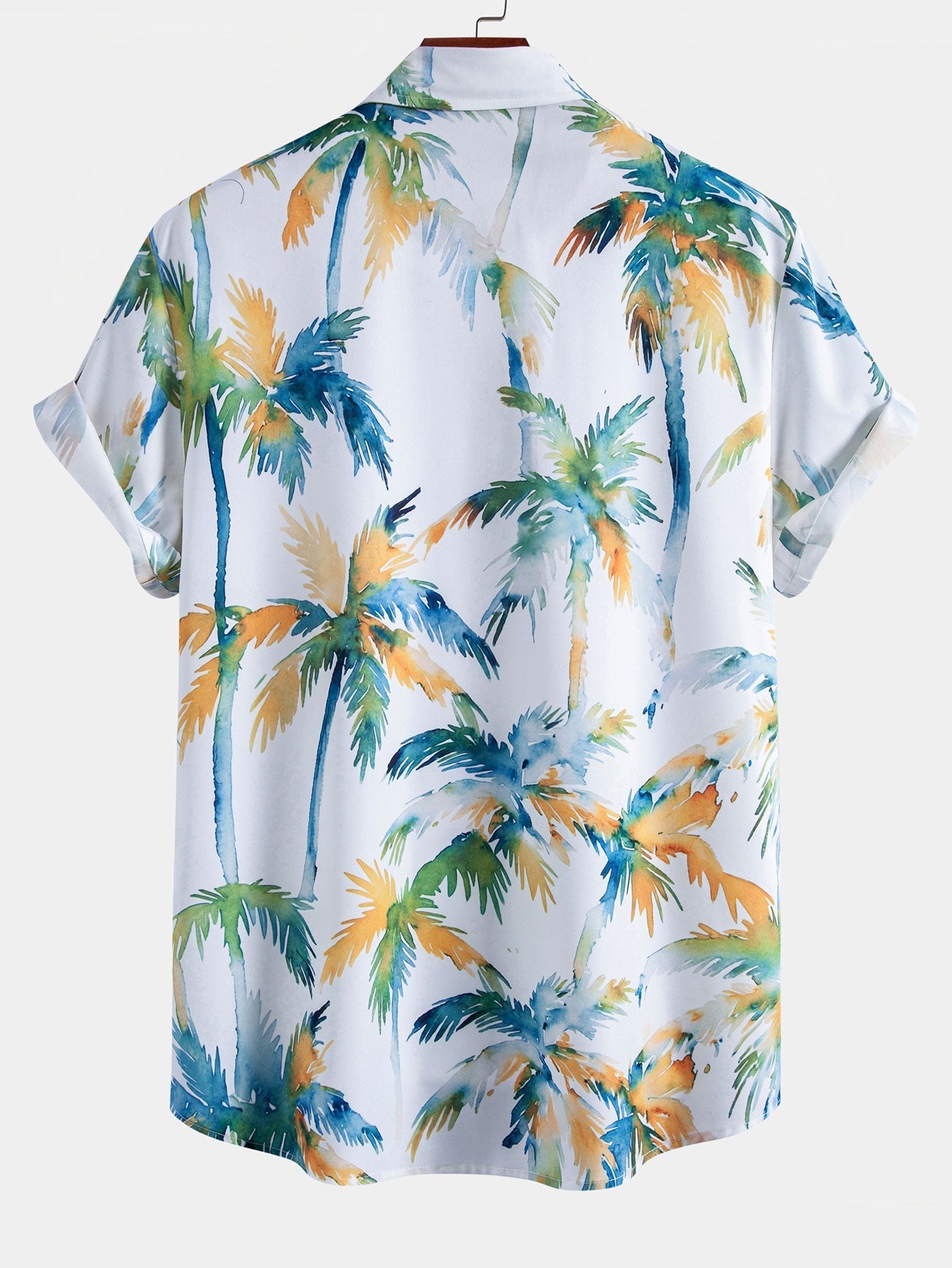 Watercolor Palm Tree Print Shirt & Swim Shorts