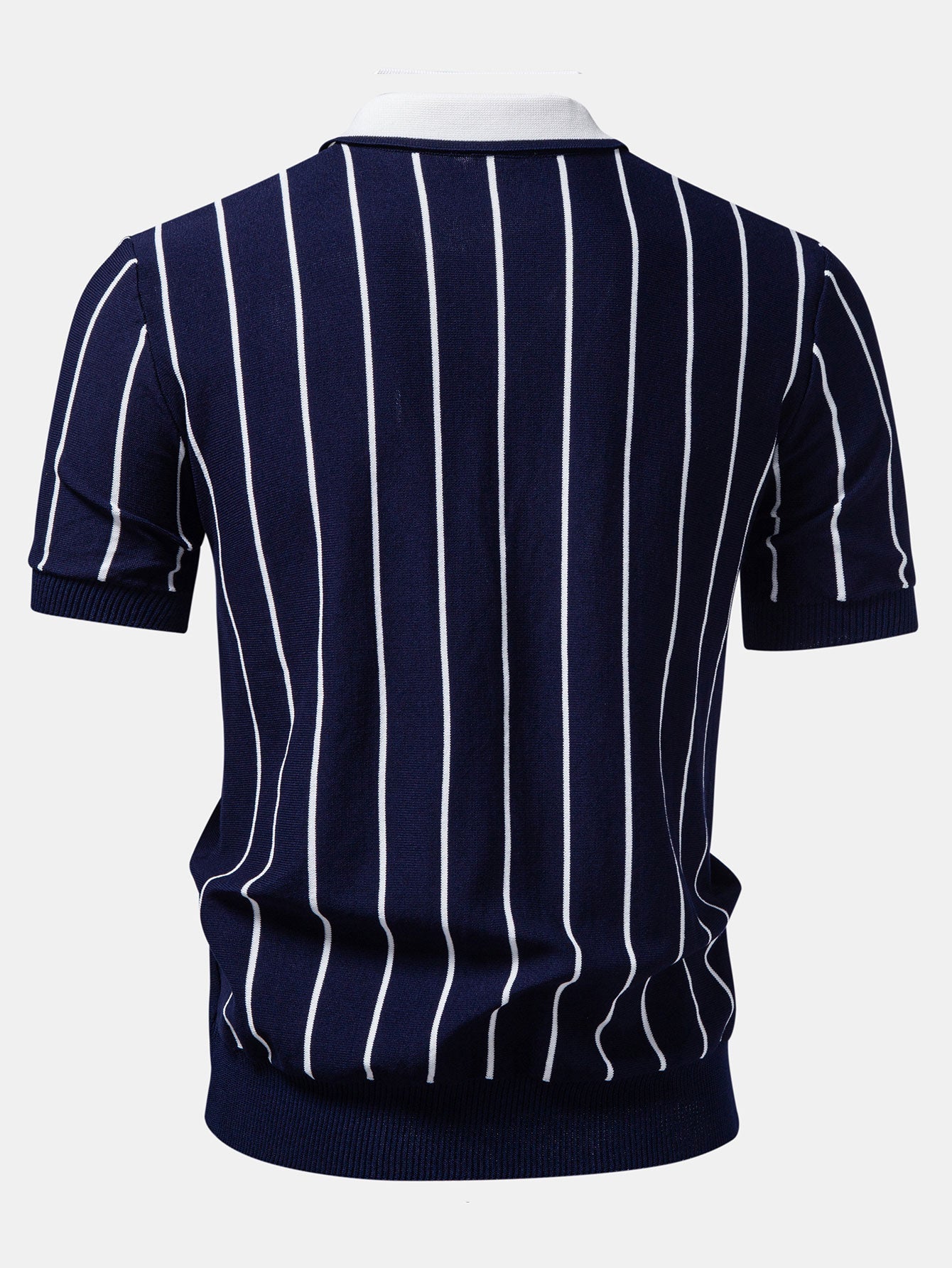 Stripe Button Up Knit Shirt & Straight Leg Ribbed Pants