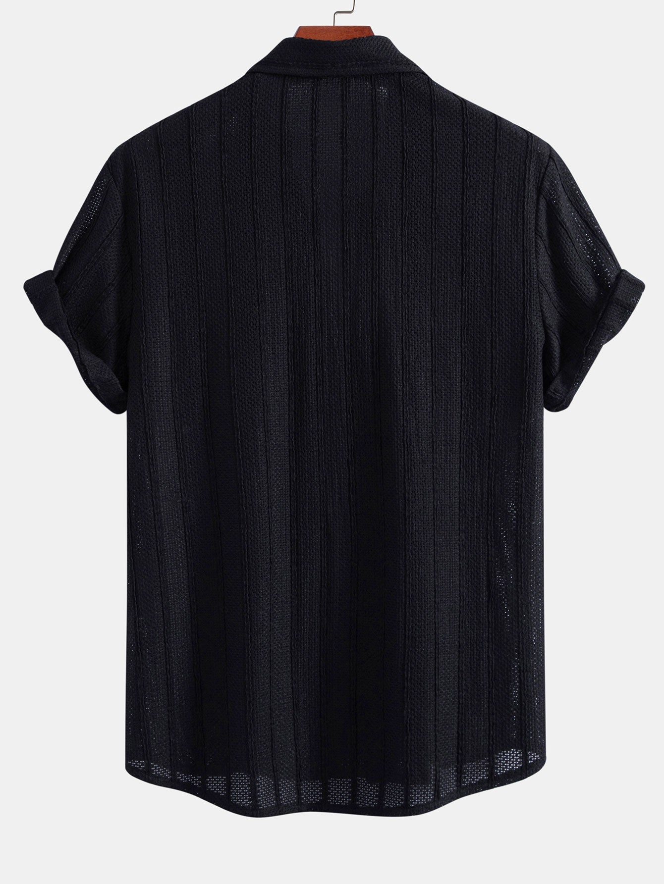 Textured Striped Button Up Shirt & Straight Leg Linen Pants