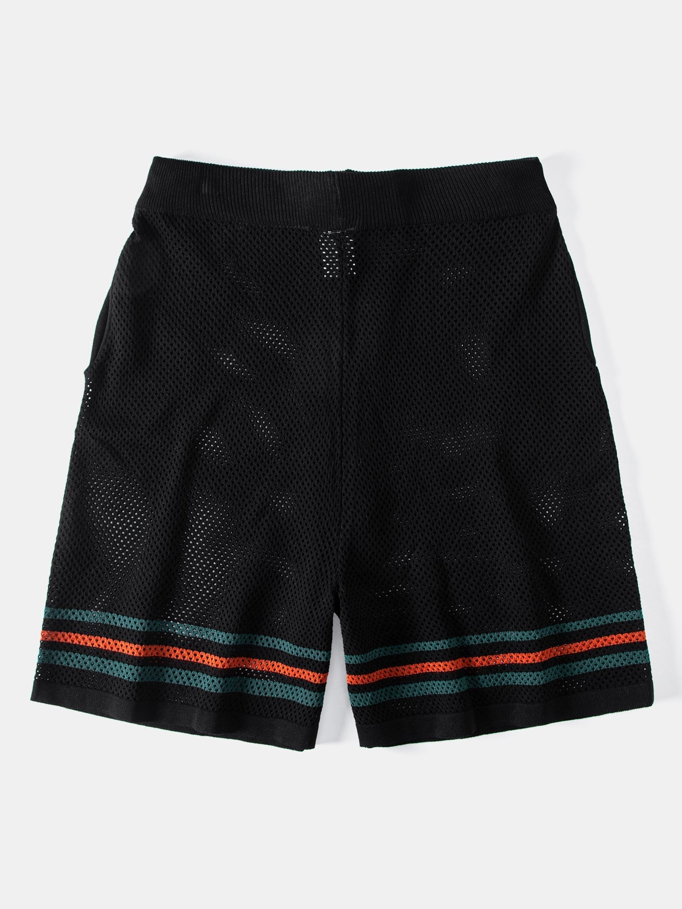 Stripe Button Up Open Knit Shirt & Drawstring Shorts