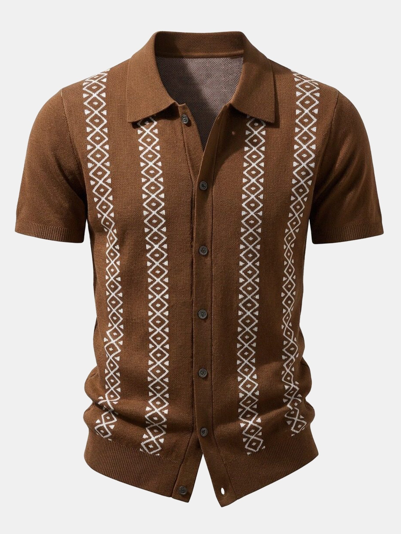 Geometric Knit Shirt & Slim Fit Tapered Trousers
