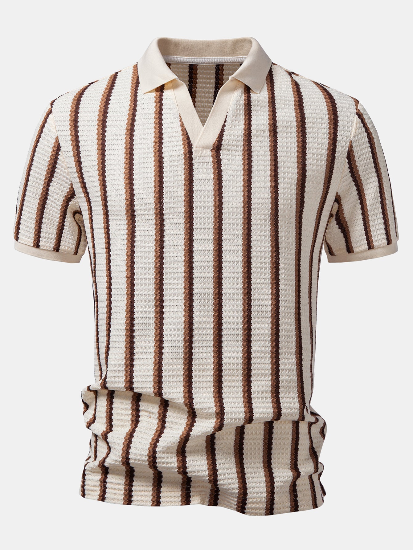 Waffle Stripe Johnny Collar Polo & Slim Fit Tapered Trousers