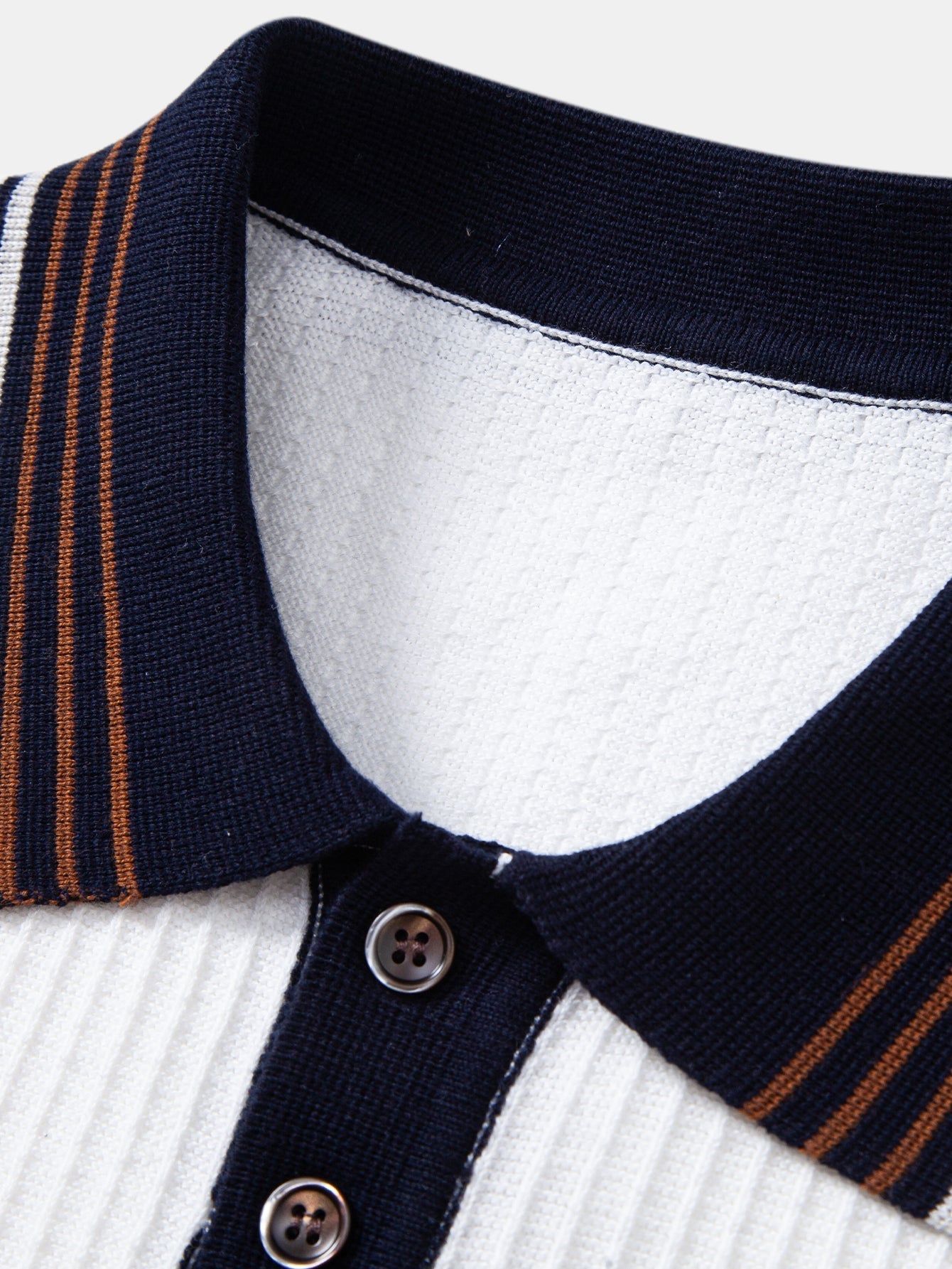Contrast Stripe Trim Waffle Knit Polo & Slim Fit Tapered Trousers