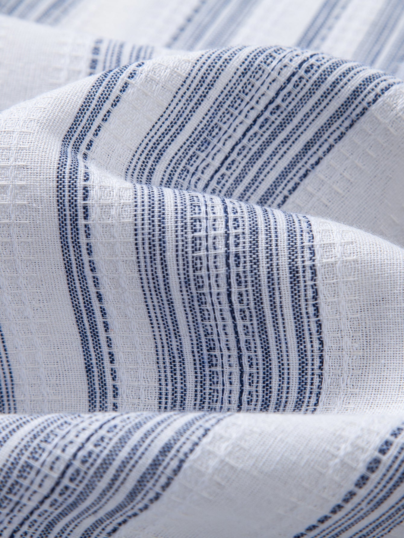 Stripe Linen Look Button Up Shirt & Straight Leg Linen Pants
