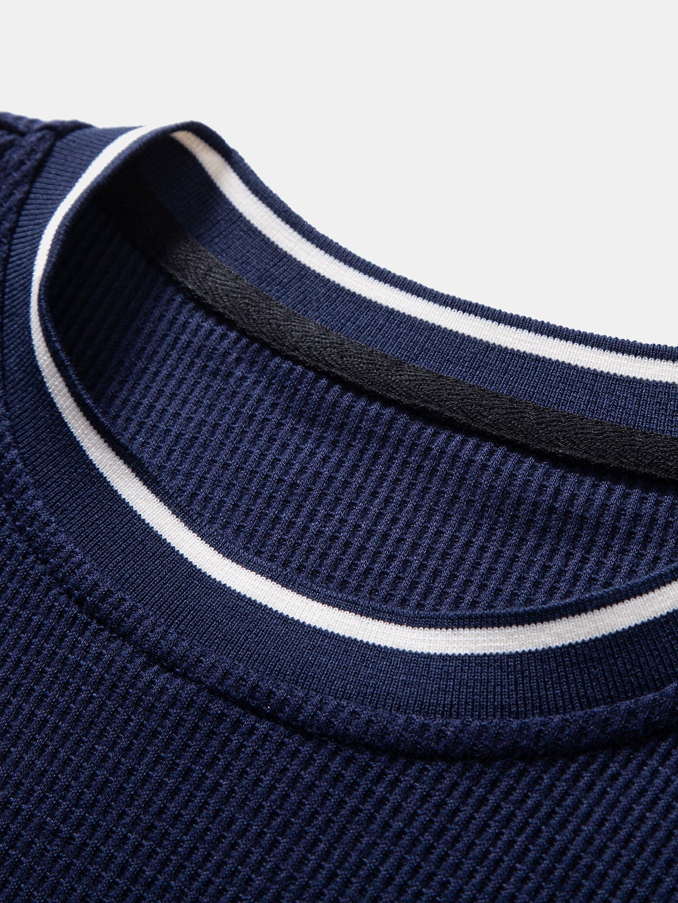 Contrast Trim Waffle Ringer T-Shirt & Elastic Waist Chino Shorts