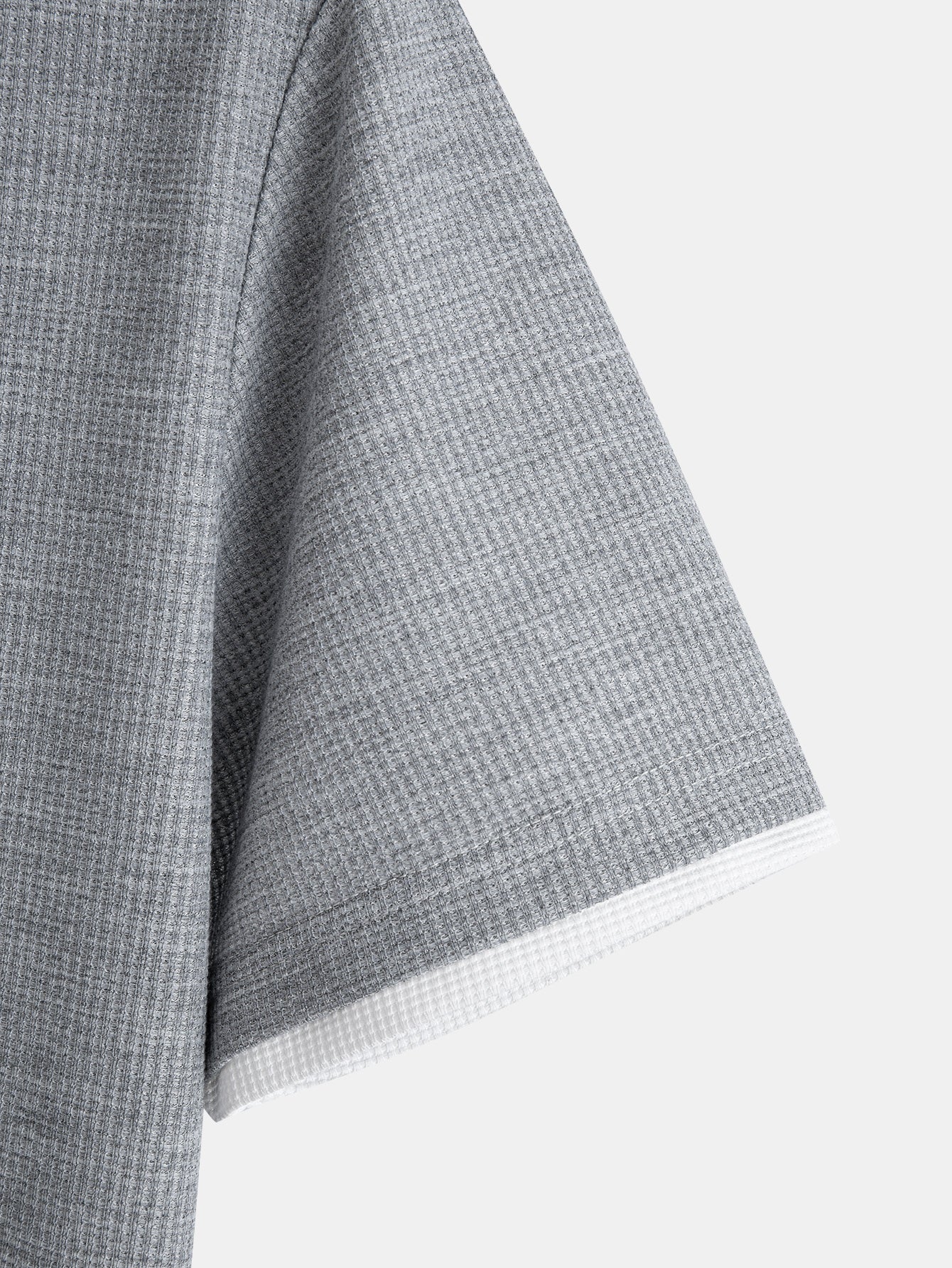 Contrast Button-Placket Waffle Hooded T-Shirt & 2 In 1 Waffle 7″ Shorts