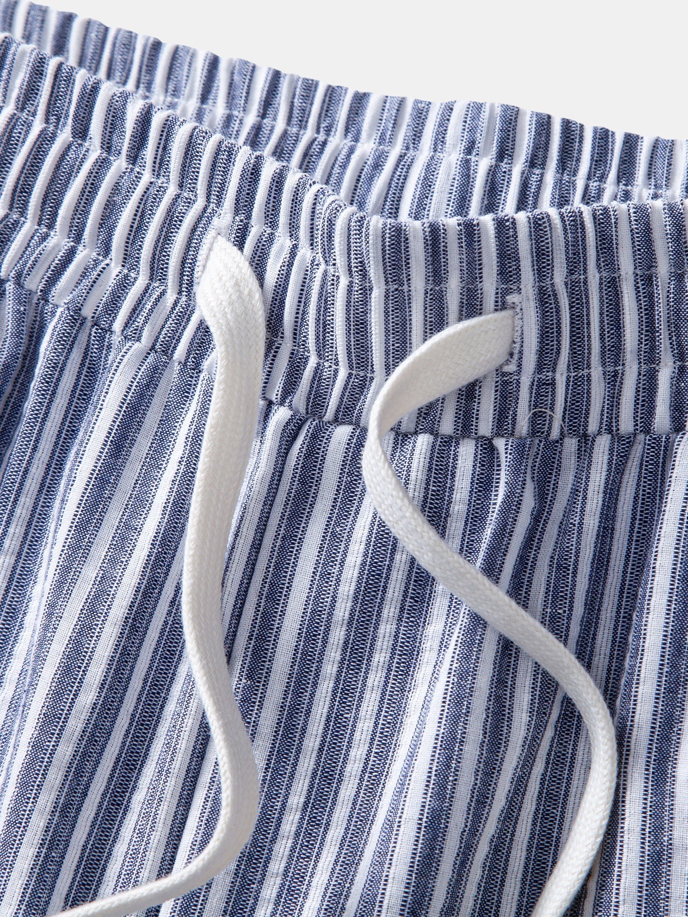 Linen Rayon Blend Button Up Shirt & Linen Look Stripe Straight Leg Pants