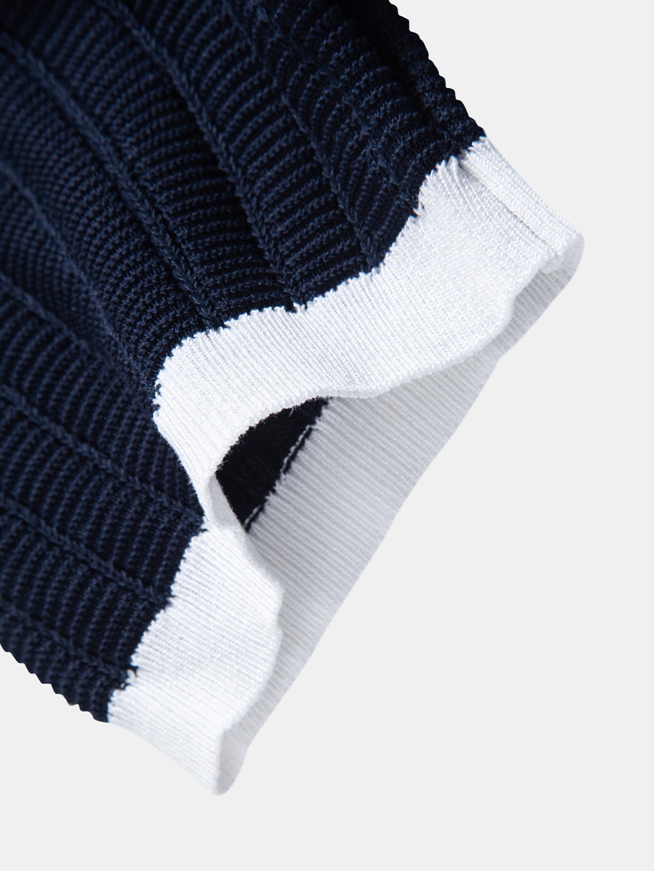Contrast Textured Johnny Collar Knit Polo & Elastic Waist Straight Leg Trousers