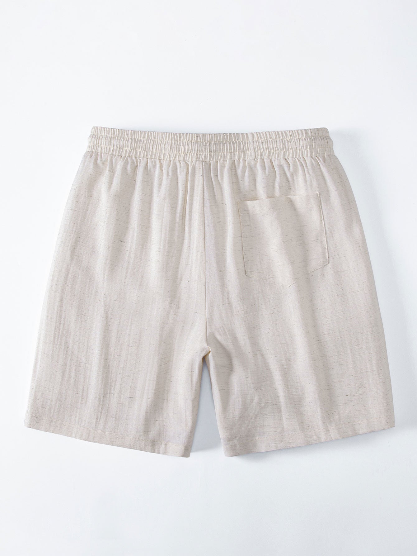 Linen Rayon Blend Button Up Shirt & Drawstring 7" Shorts