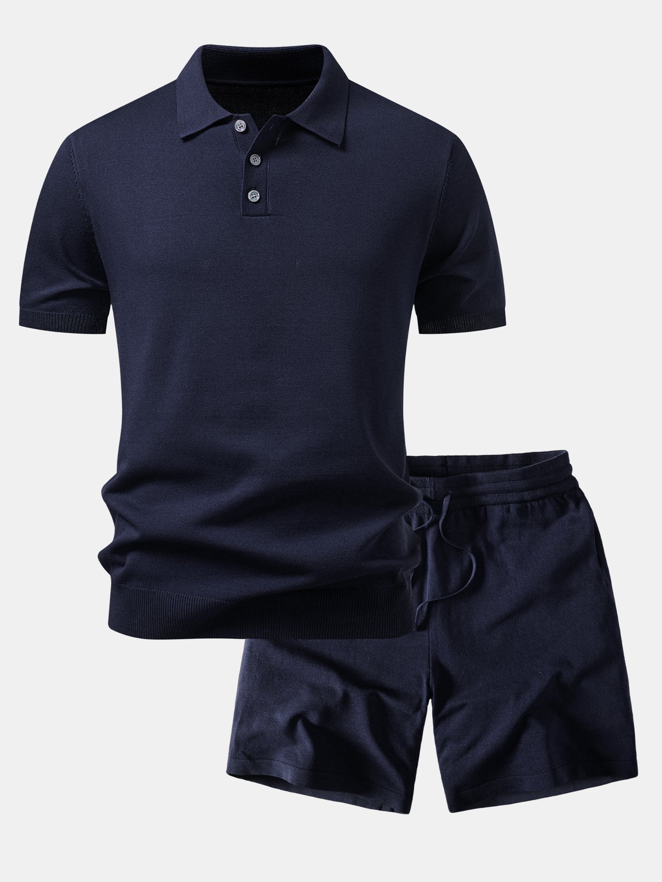 Basic Knit Polo & Knit Shorts