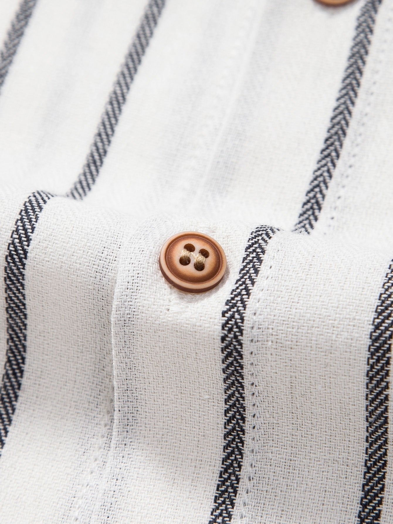 Cotton Blend Striped Button Up Shirt & Crinkle Textured Drawstring 5" Shorts