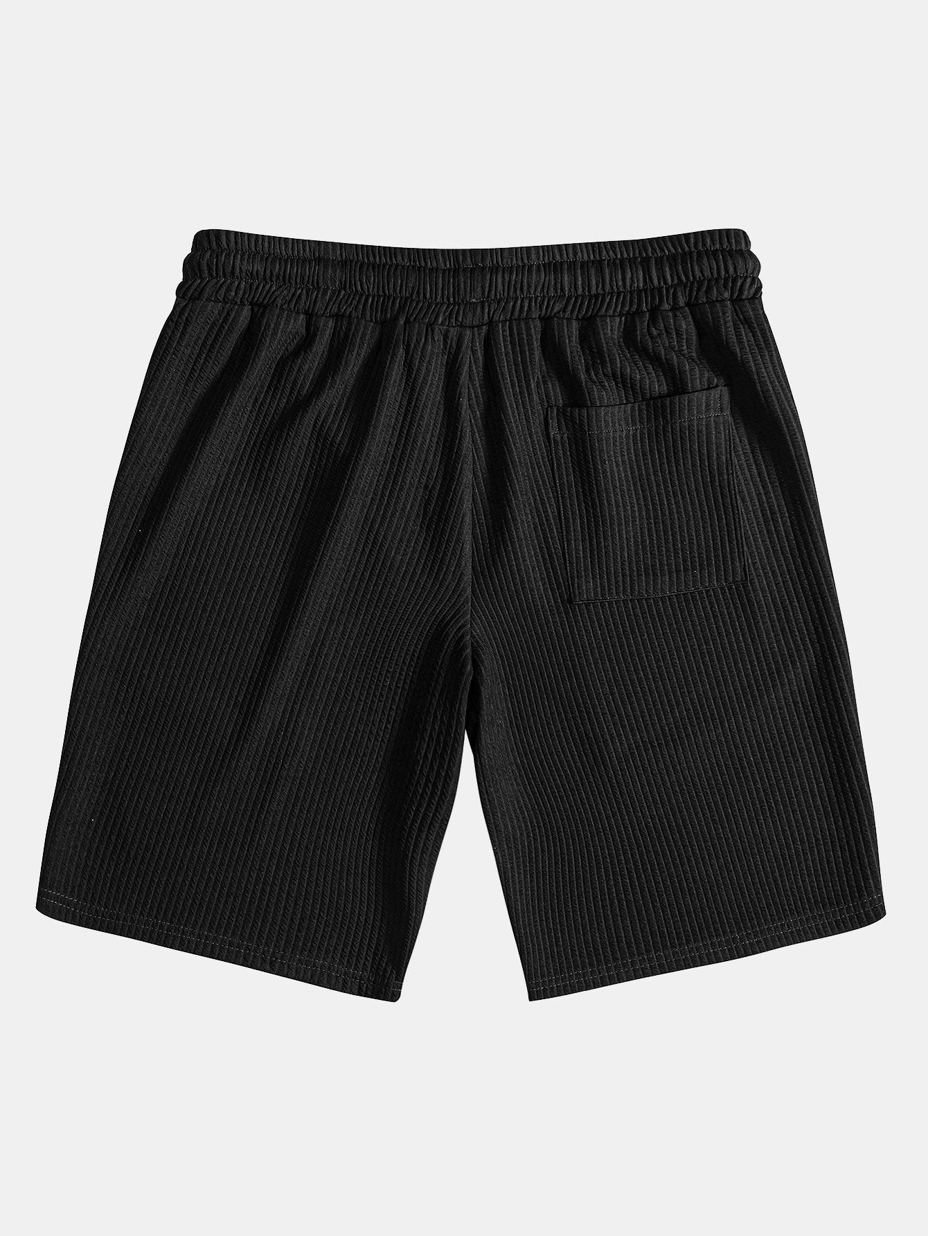 Ribbed Mock Neck T-Shirt & Drawstring Ribbed Shorts