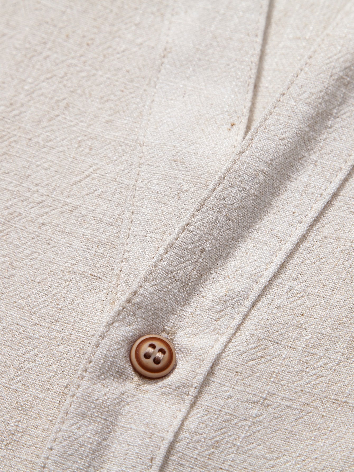 Short Sleeve V Neck Linen Rayon Blend Shirt & Crinkle Textured Drawstring 5" Shorts