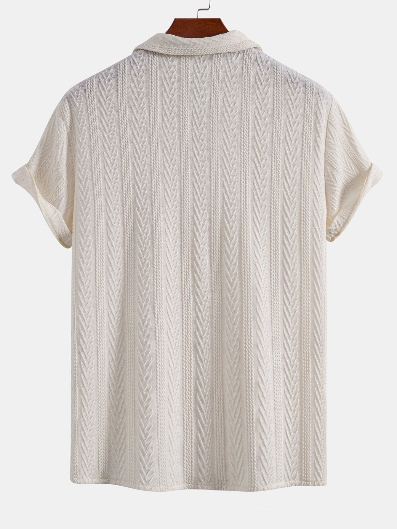 Texture Jacquard Cuban Shirt & Crinkle Textured Drawstring 5" Shorts