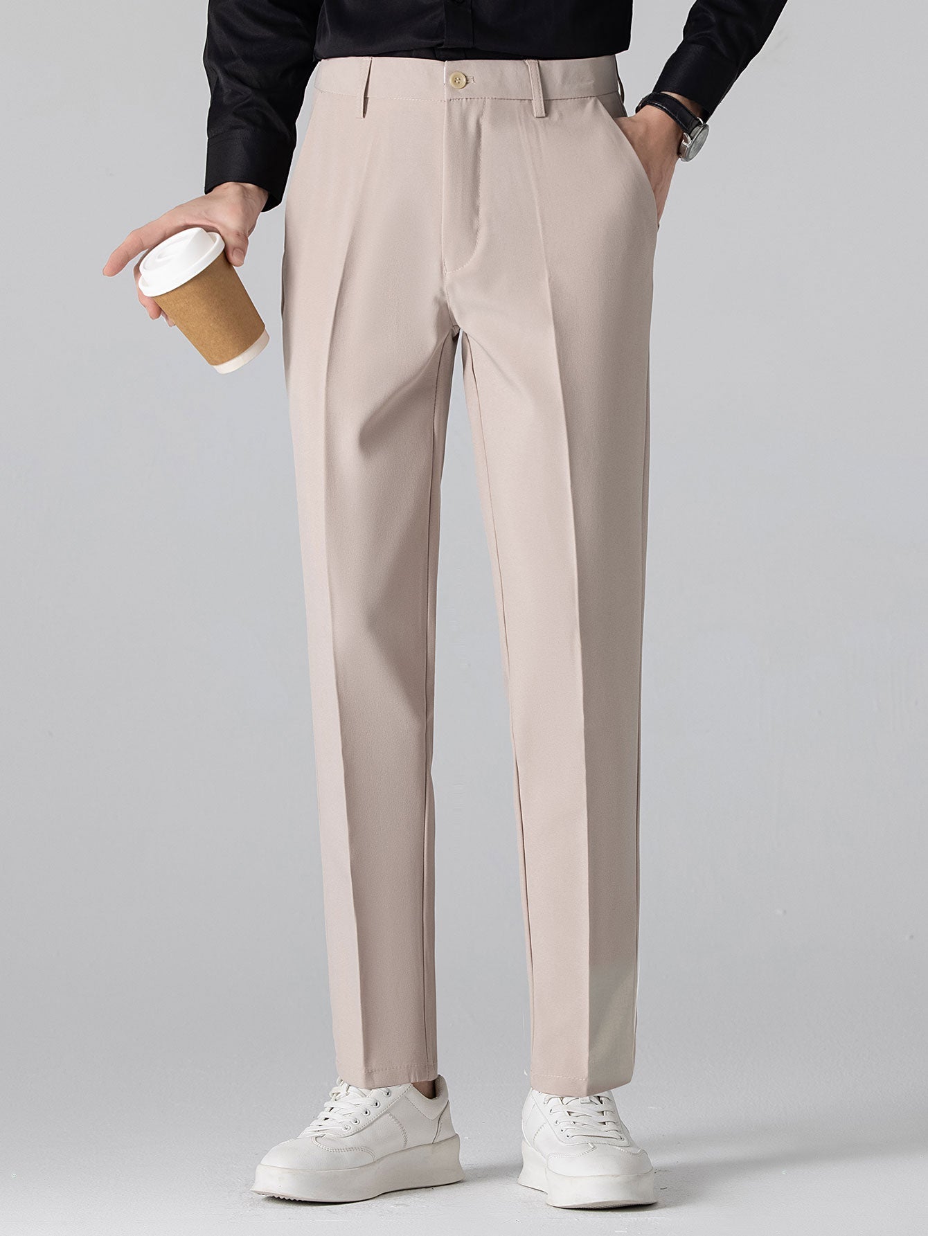 Contrast Trim Waffle Ringer T-Shirt & Slim Fit Tapered Trousers
